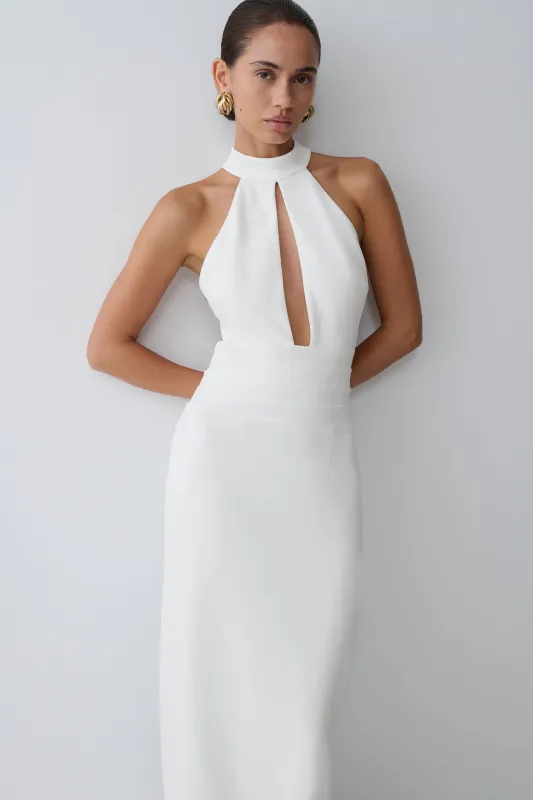 Elan Stretch Crepe Maxi Dress - White made by Meshki