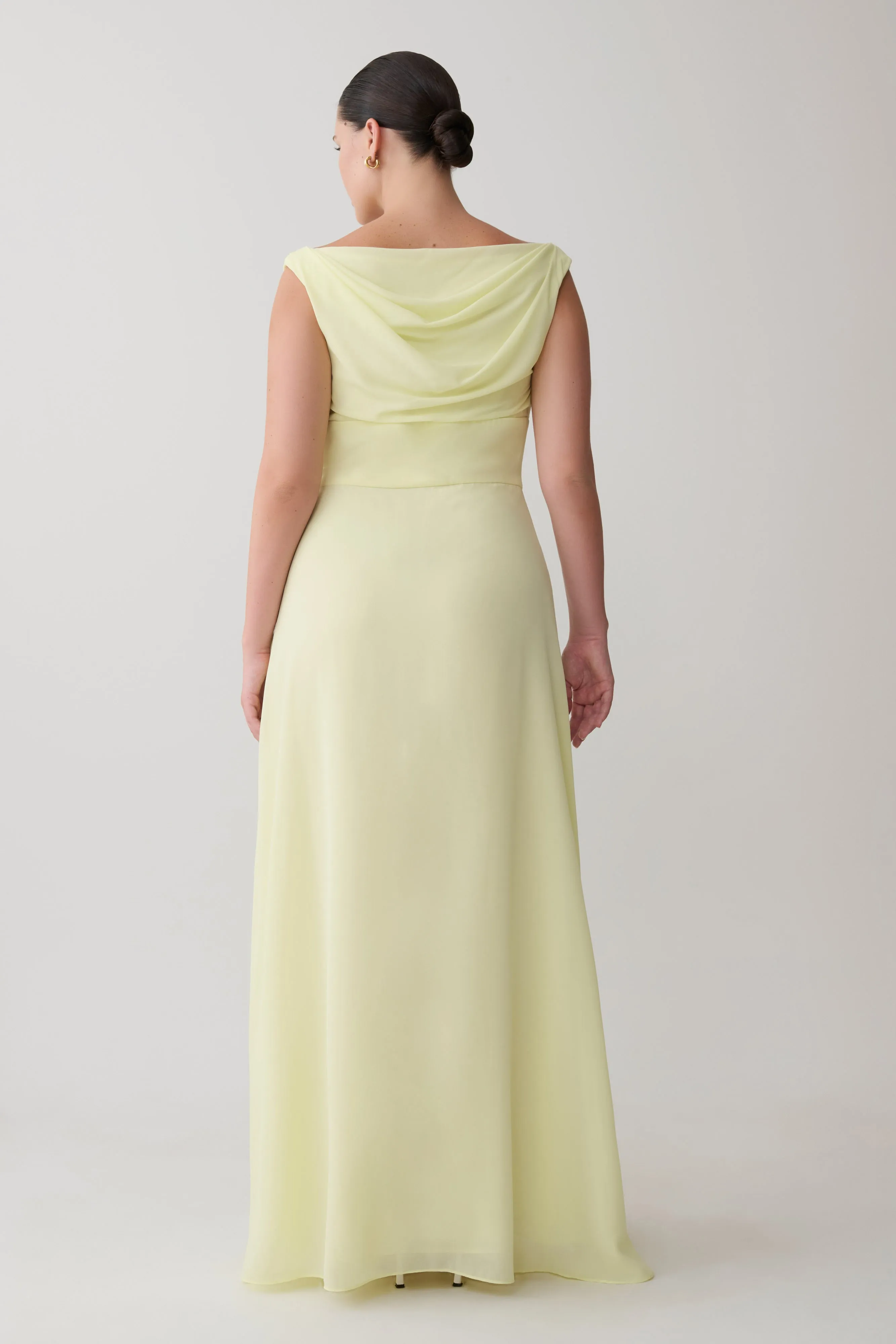Mabel Off Shoulder Chiffon Maxi Dress - Lemon sold by Meshki product image thumbnail 3