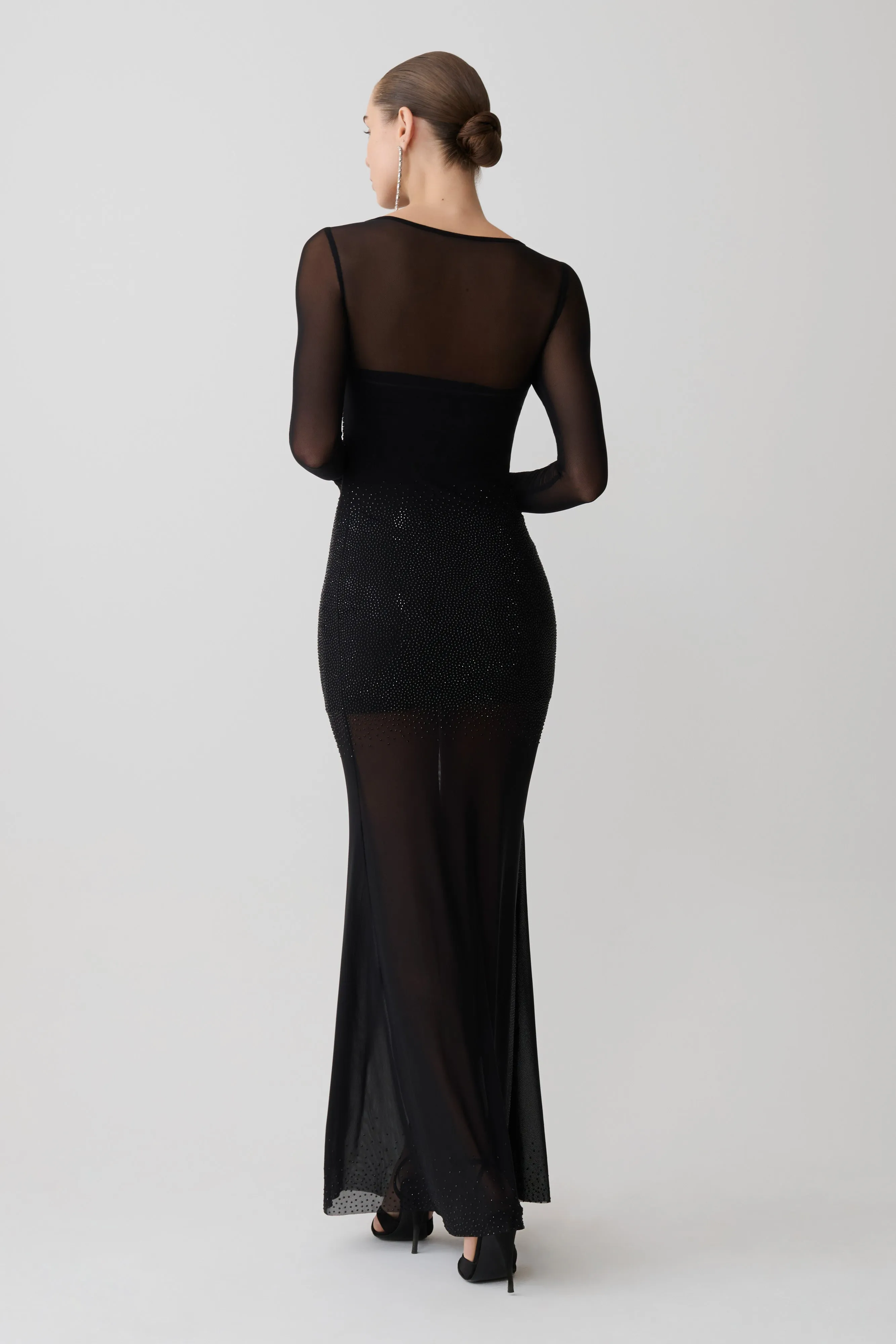 Lior Mesh Maxi Dress With Hotfix - Black sold by Meshki product image thumbnail 5