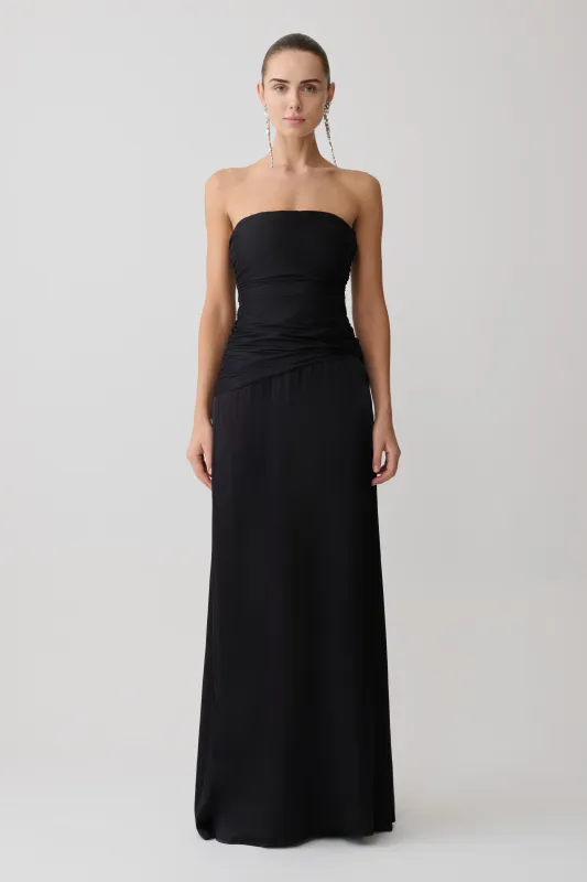 Serena Strapless Taffeta Maxi Dress - Black made by Meshki