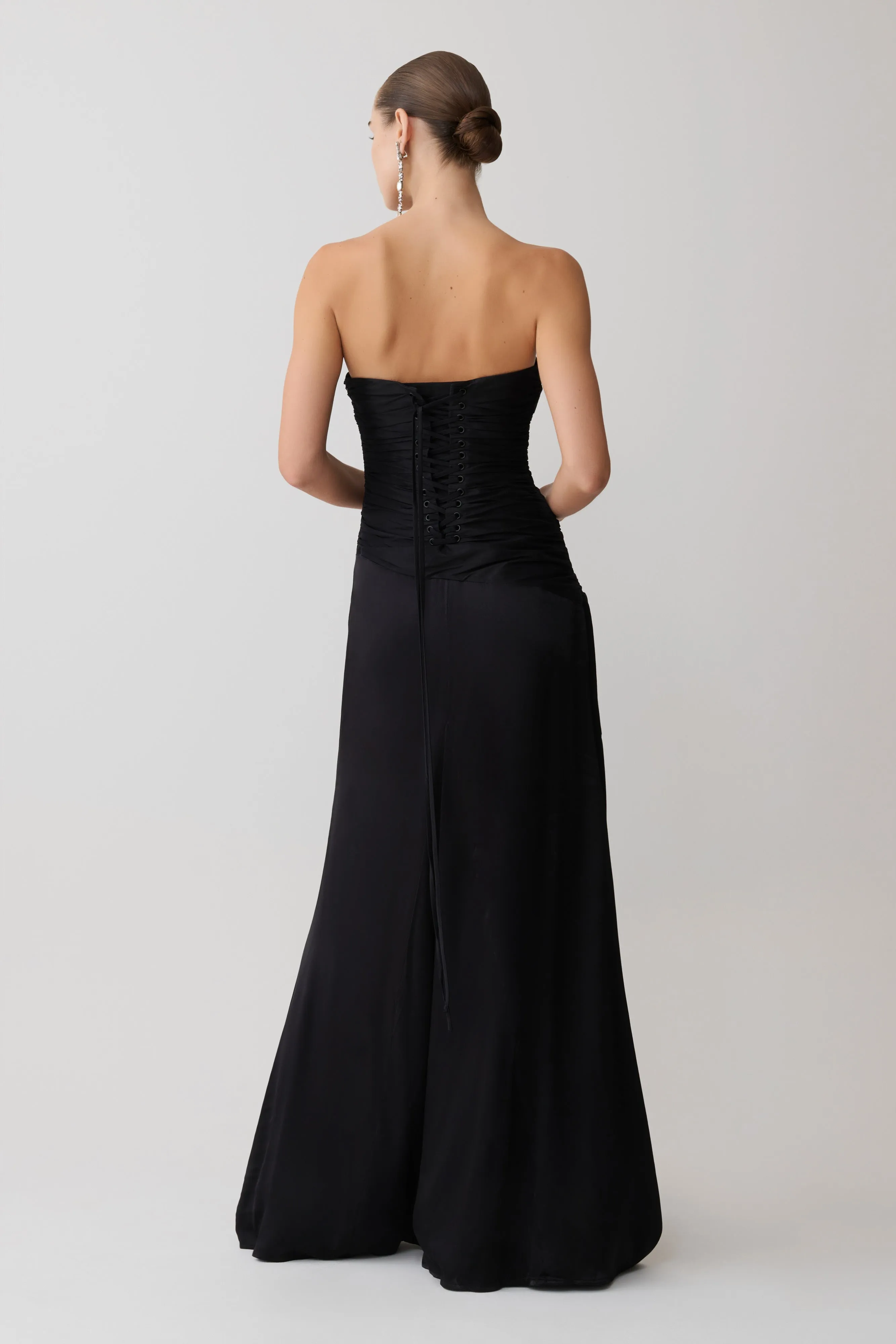 Serena Strapless Taffeta Maxi Dress - Black sold by Meshki product image thumbnail 5