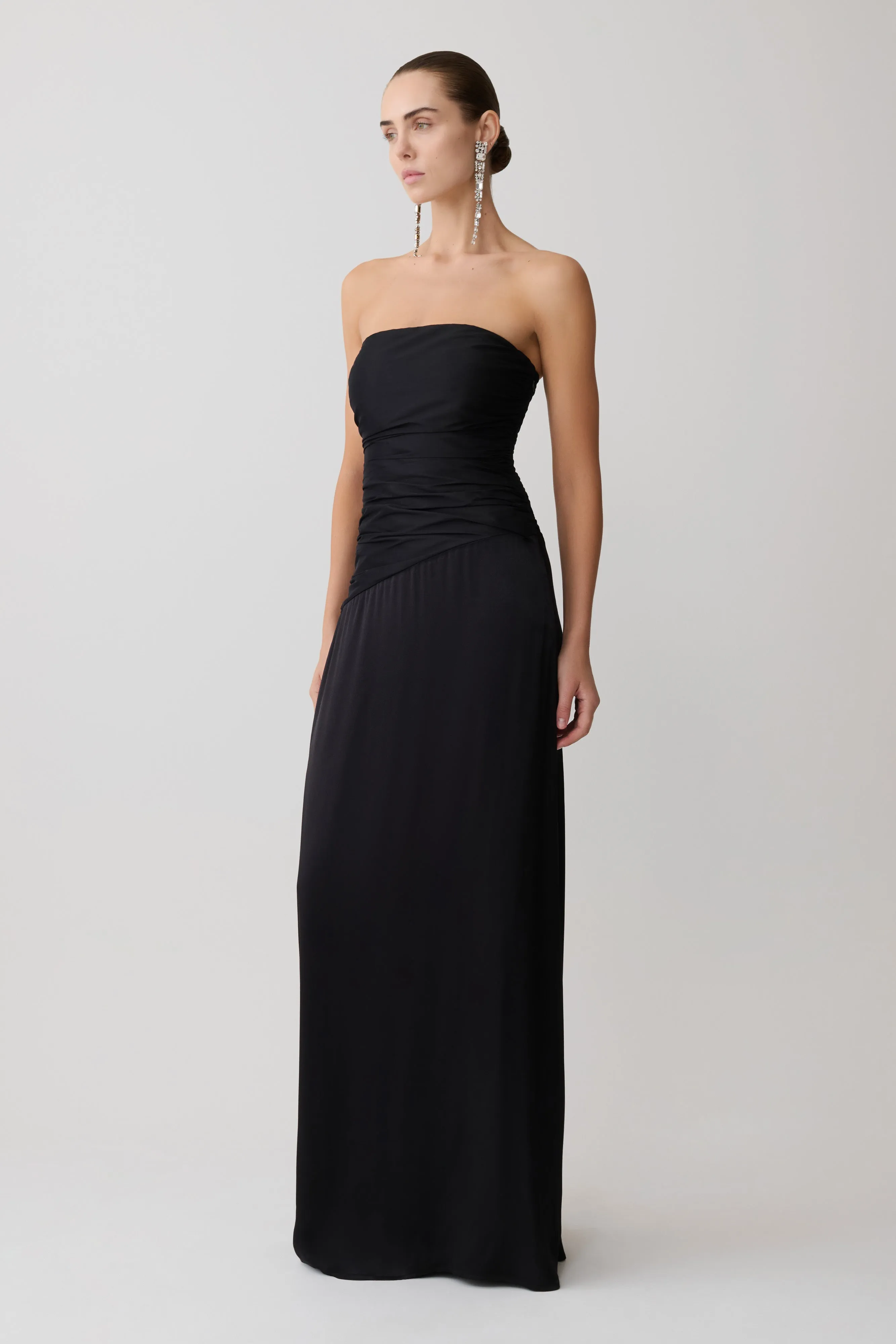 Serena Strapless Taffeta Maxi Dress - Black sold by Meshki product image thumbnail 2