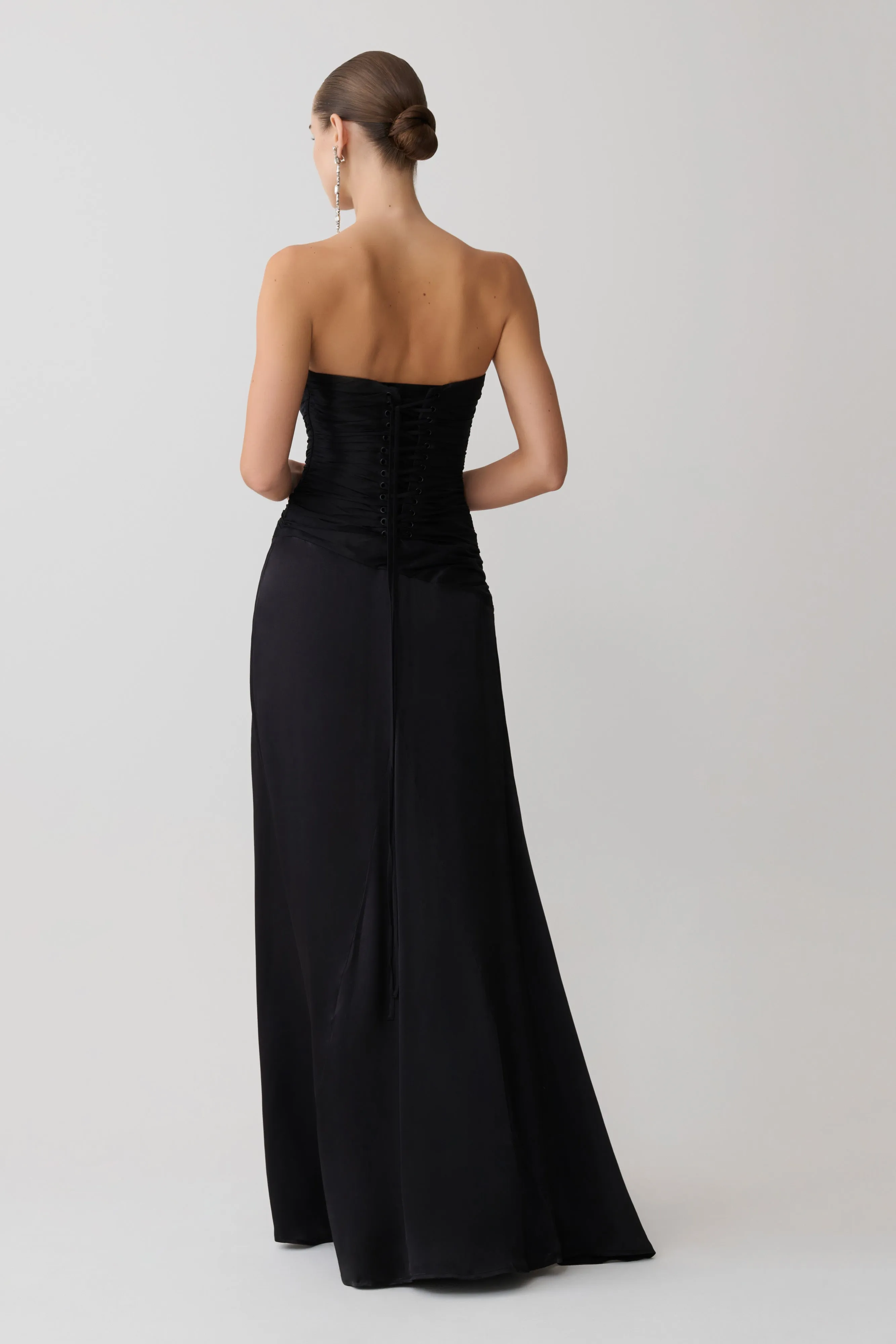 Serena Strapless Taffeta Maxi Dress - Black sold by Meshki product image thumbnail 3