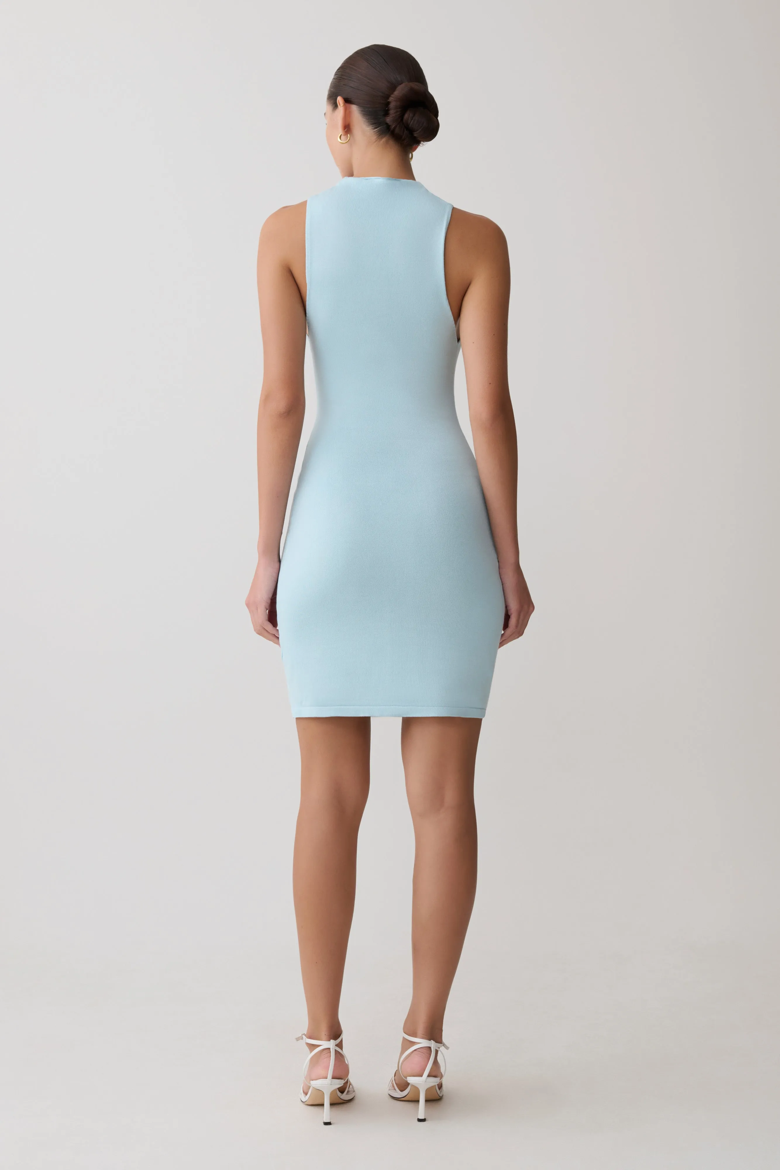 Hector Halter Neck Knit Mini Dress - Blue sold by Meshki product image thumbnail 4
