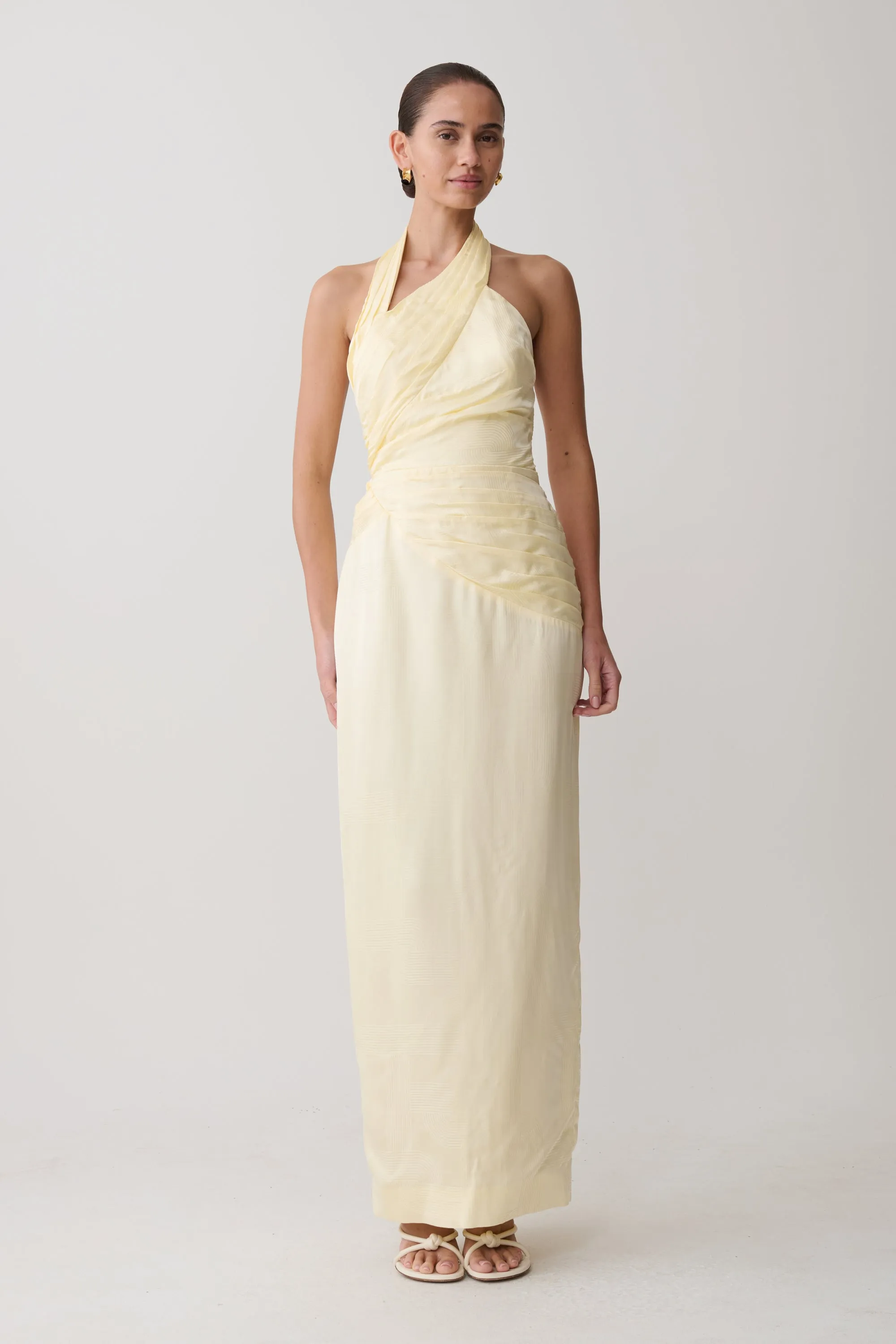 Chiara Halter Satin Maxi Dress - Buttermilk sold by Meshki product image thumbnail 4
