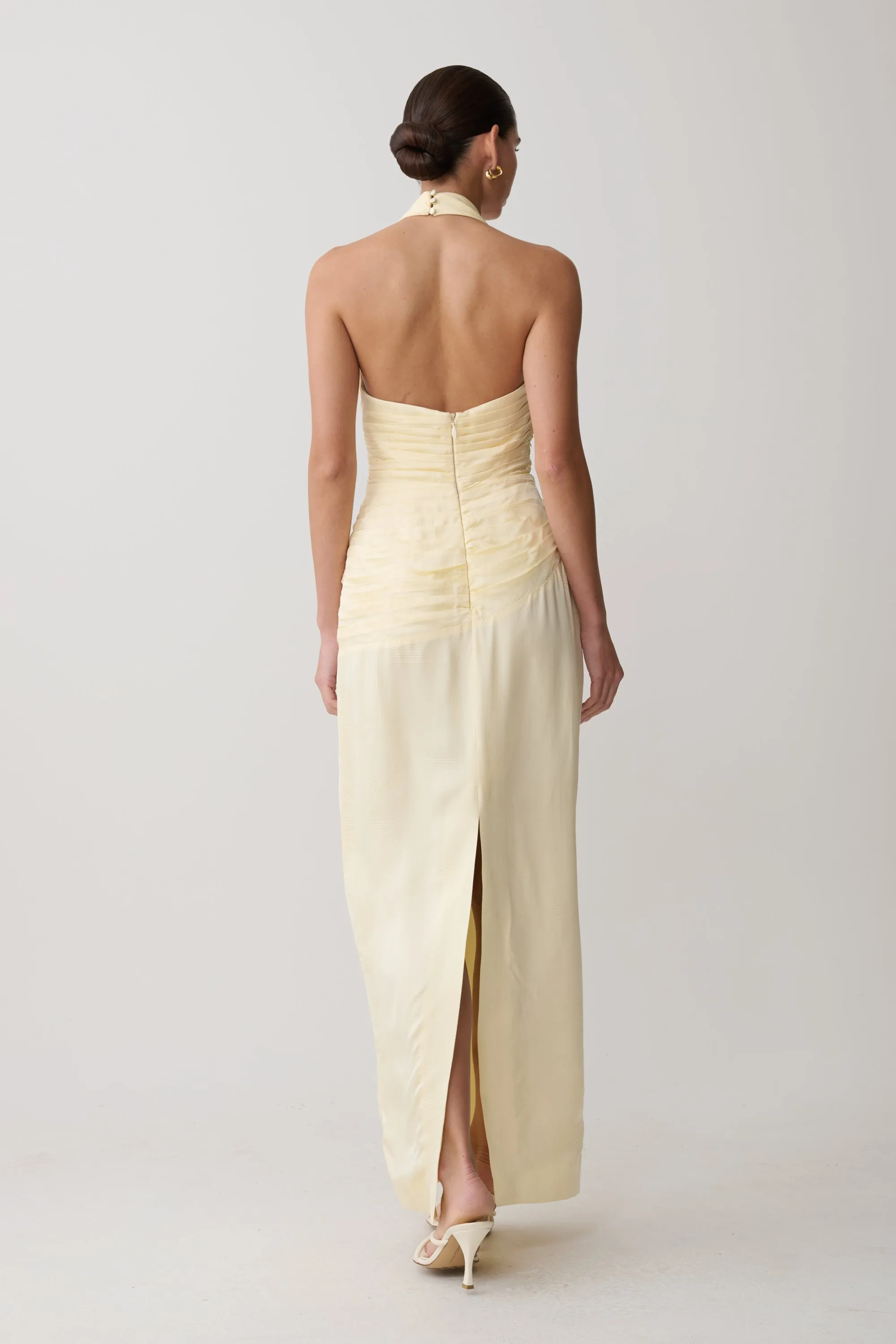 Chiara Halter Satin Maxi Dress - Buttermilk sold by Meshki product image thumbnail 2