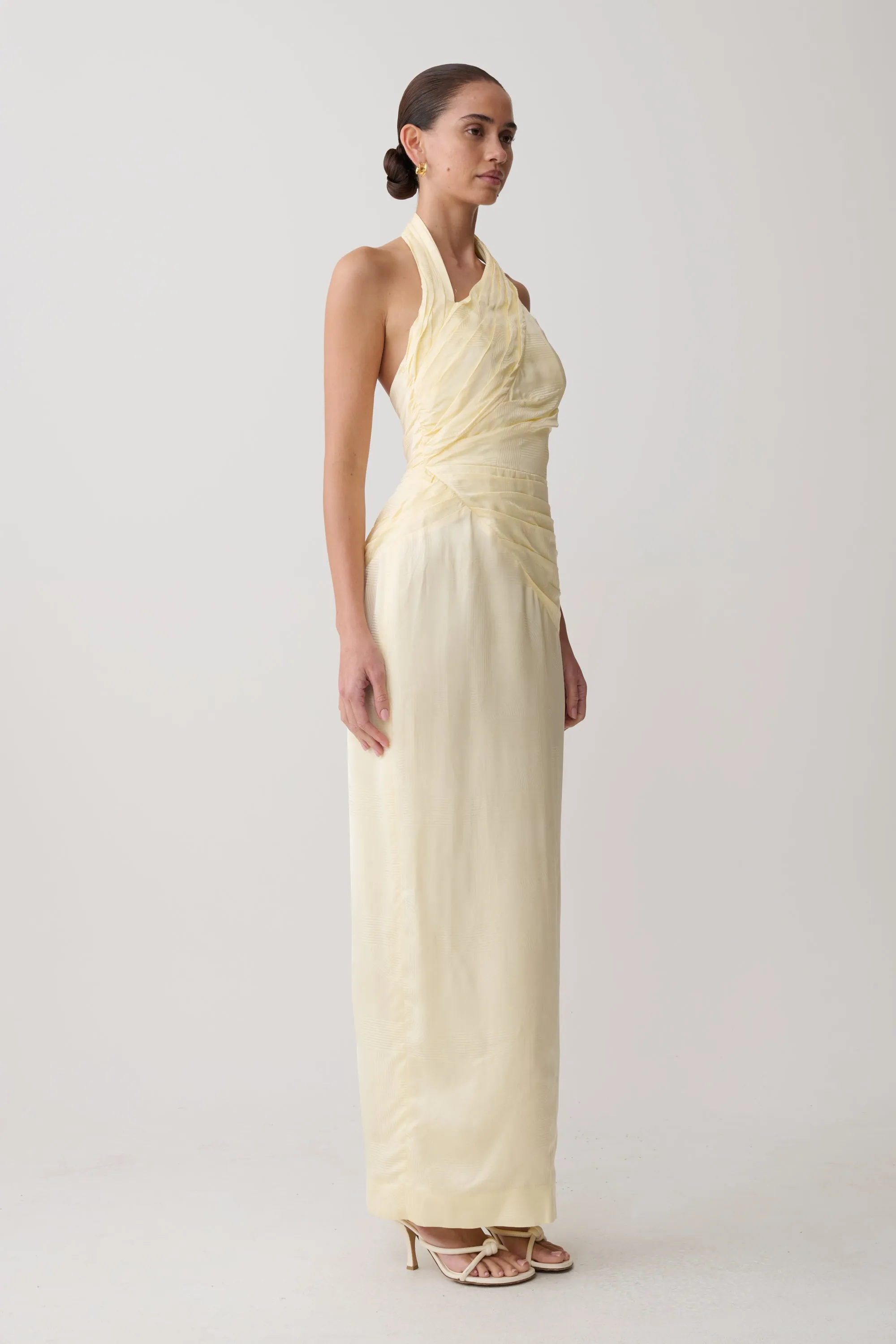 Chiara Halter Satin Maxi Dress - Buttermilk sold by Meshki product image thumbnail 3