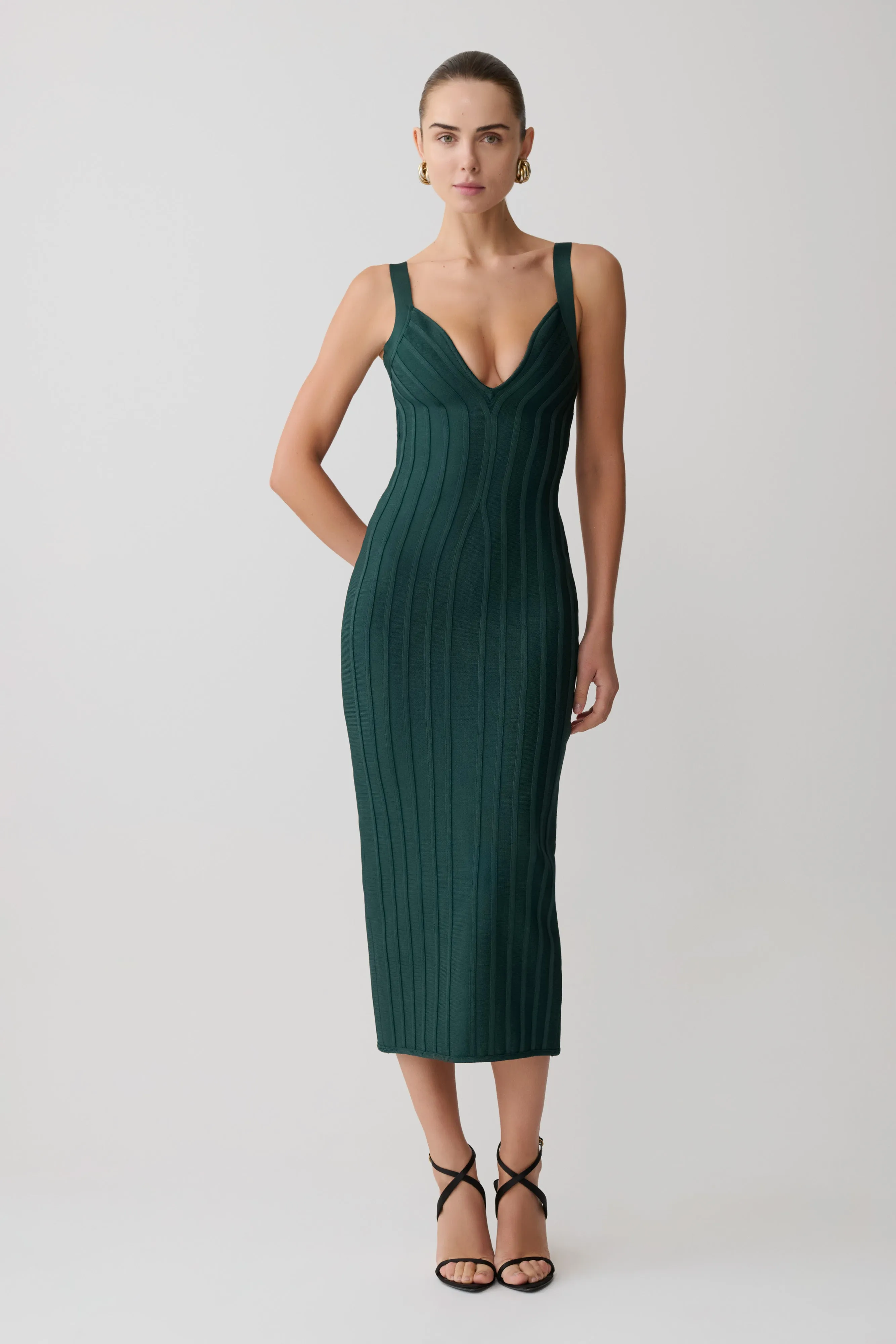 Gia Bandage Knit Midi Dress - Teal sold by Meshki product image thumbnail 4
