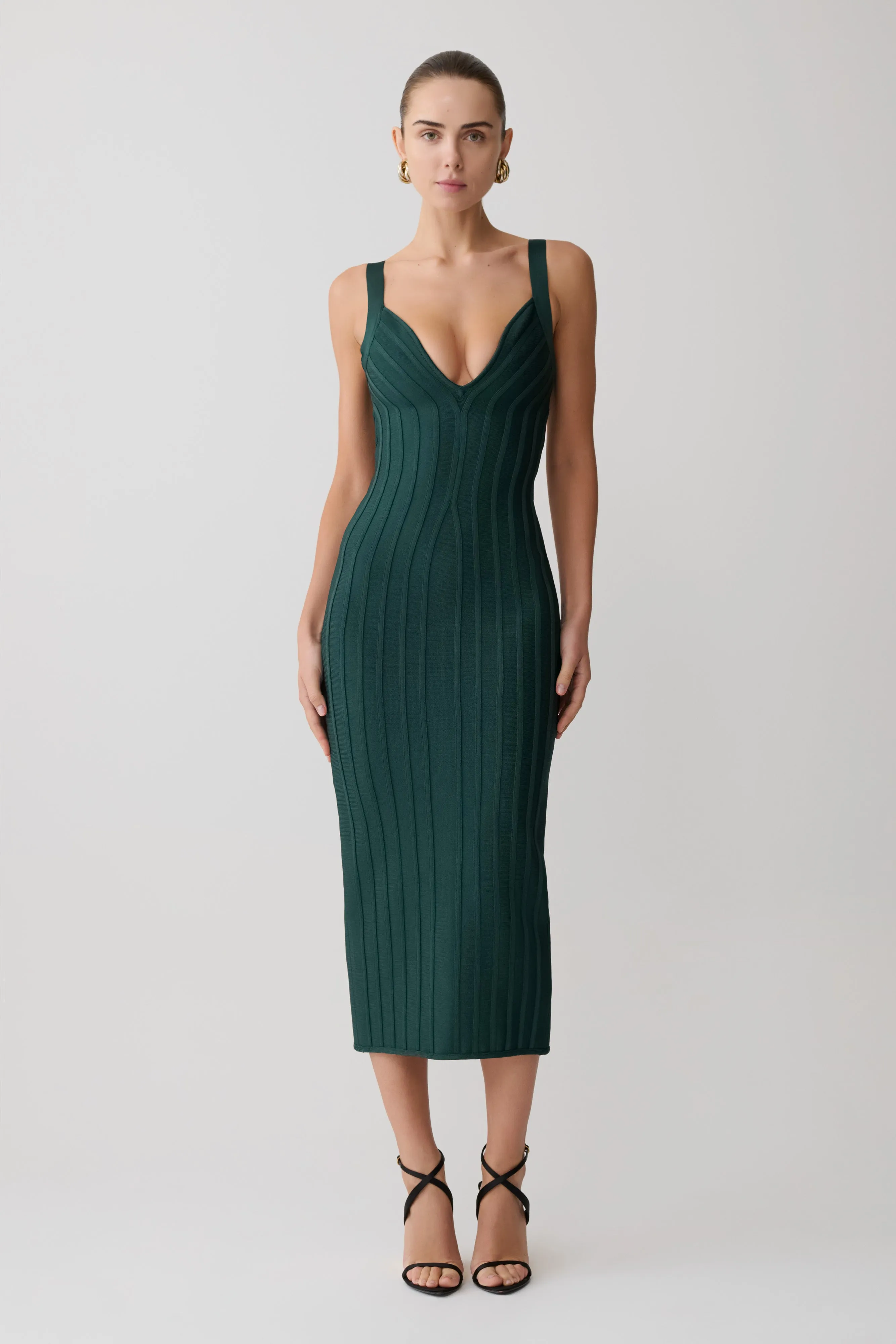Gia Bandage Knit Midi Dress - Teal sold by Meshki