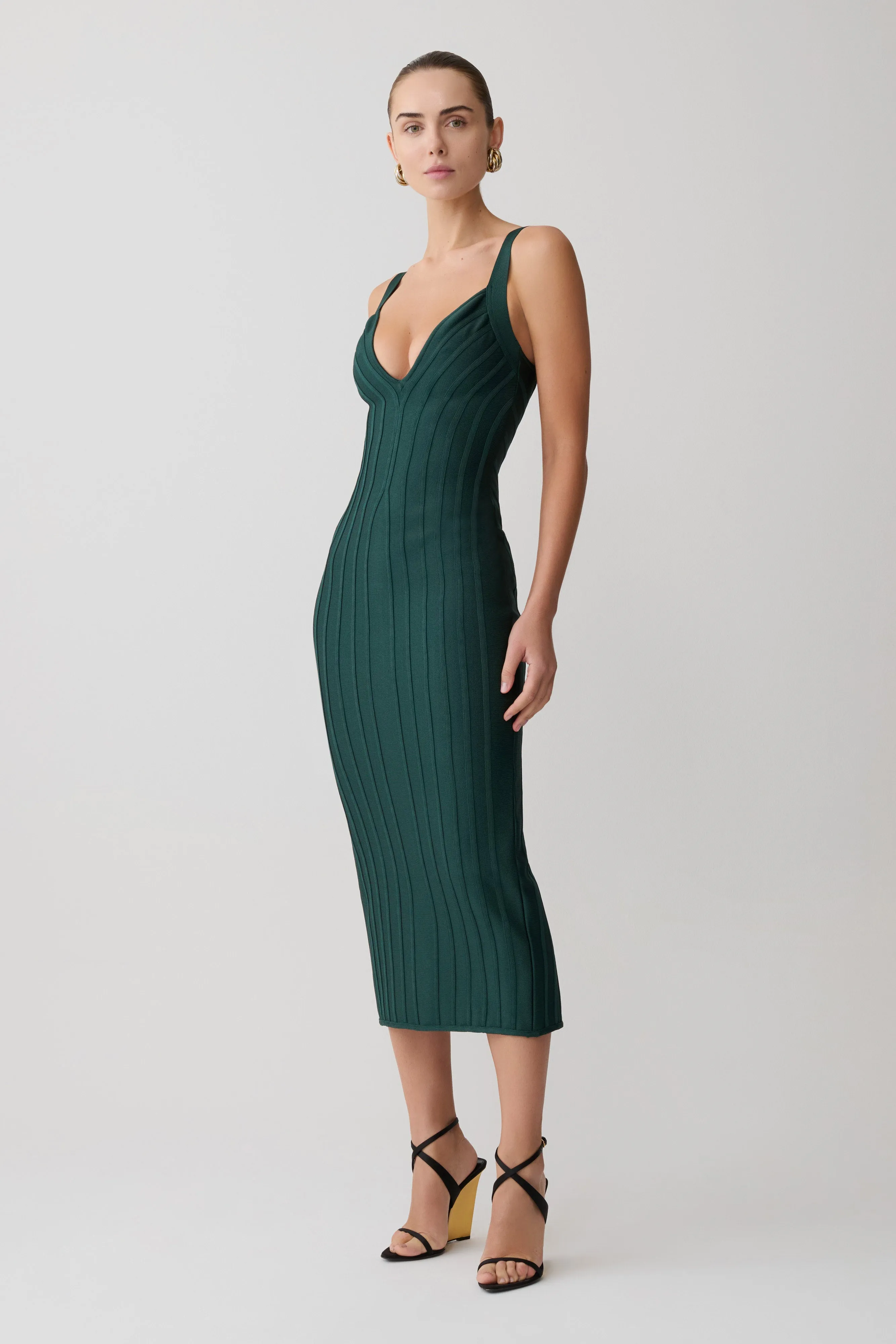 Gia Bandage Knit Midi Dress - Teal sold by Meshki product image thumbnail 3