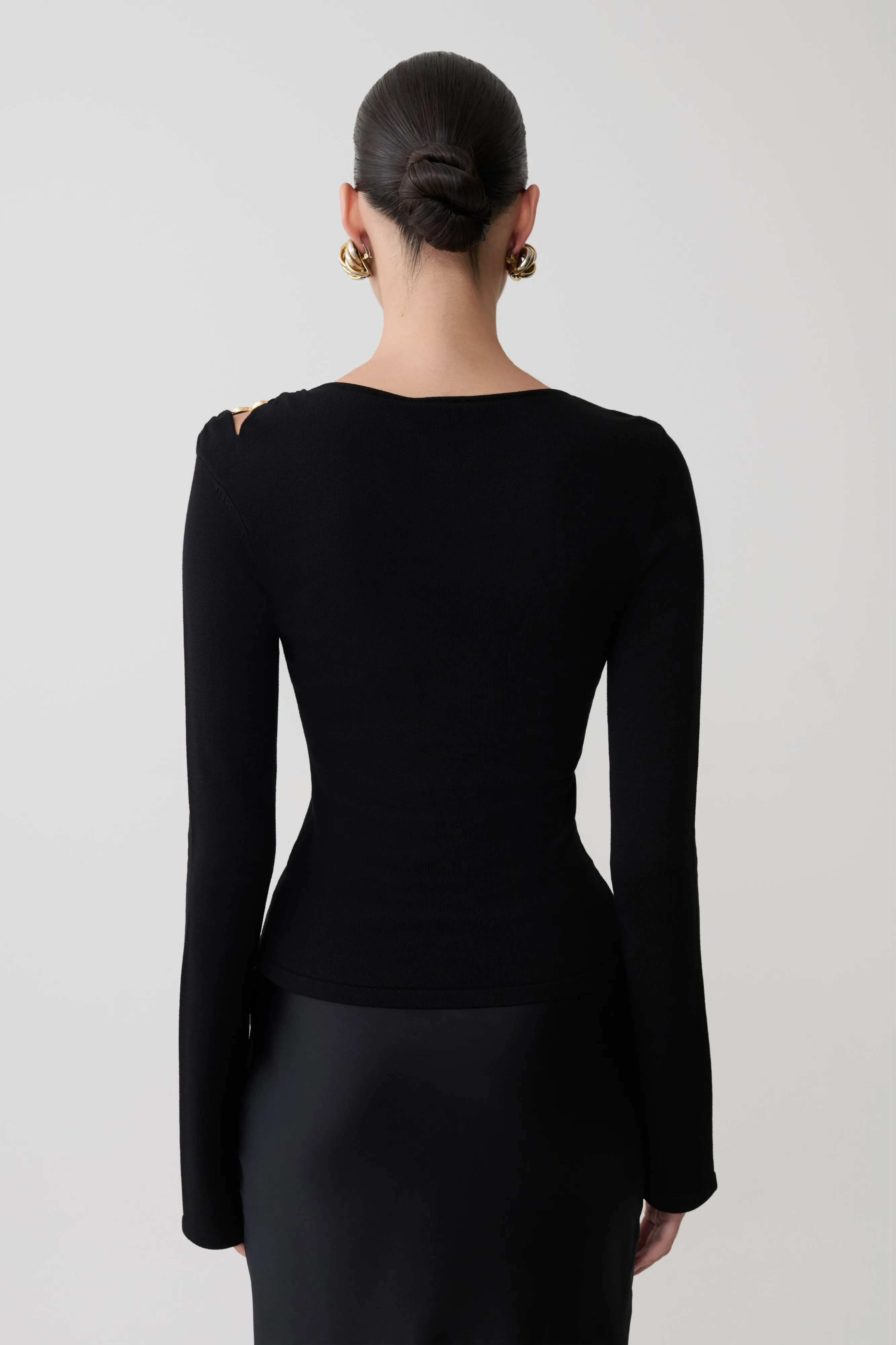 Ricky Knit Long Sleeve Longline Top - Black sold by Meshki product image thumbnail 2