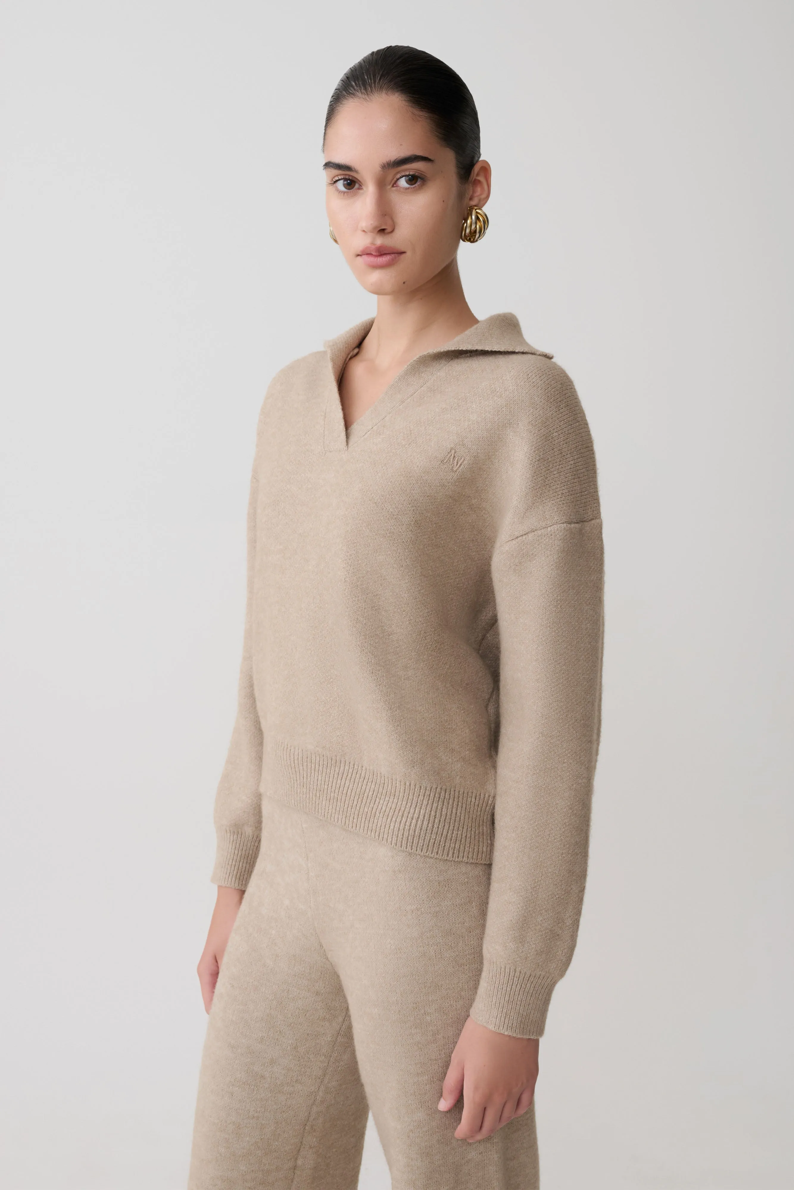Luca Knit Jumper - Beige Marle sold by Meshki product image thumbnail 5