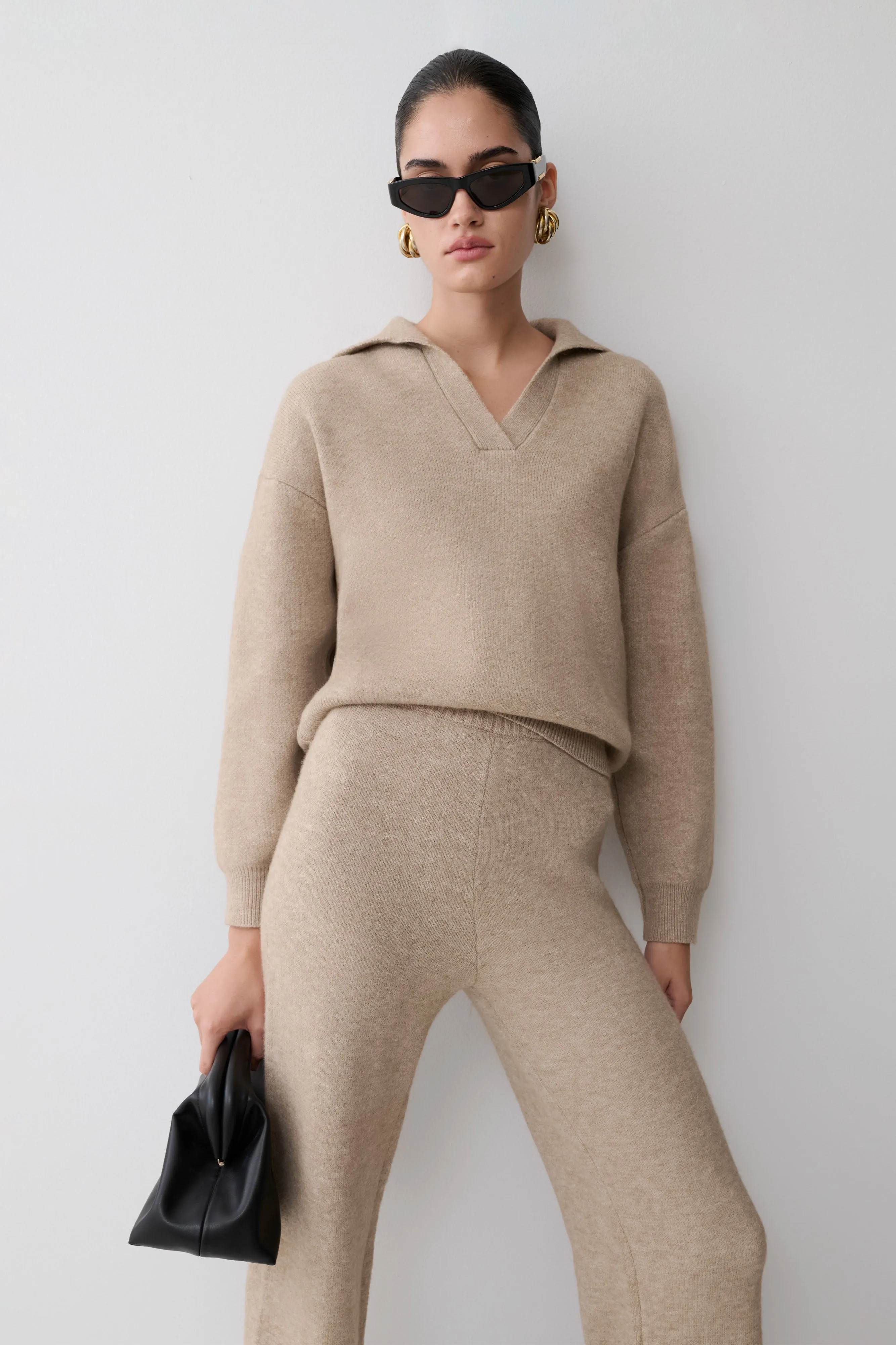 Luca Knit Jumper - Beige Marle sold by Meshki product image thumbnail 4