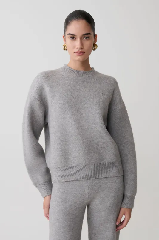 Lulu Oversized Knit Jumper - Grey Marle made by Meshki
