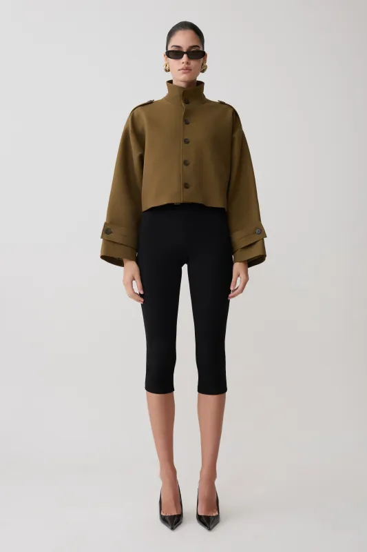 Rue Funnel Neck Bomber Jacket - Khaki made by Meshki