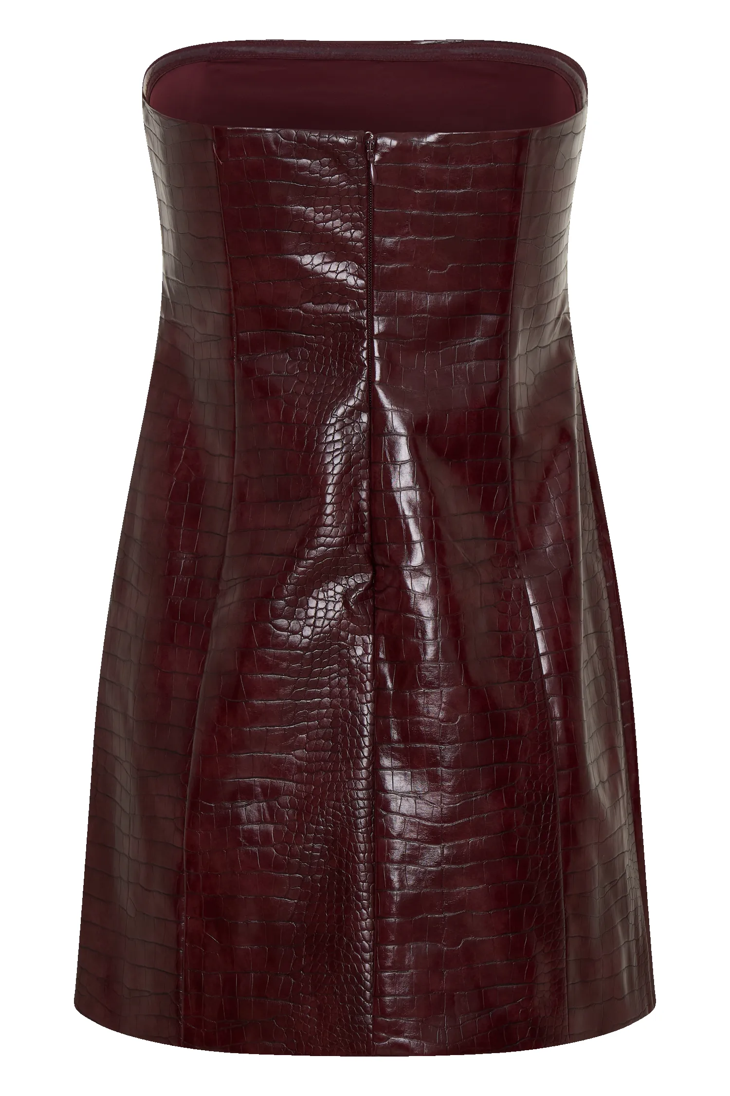 Anouk Faux Leather Strapless Mini Dress - Merlot sold by Meshki product image thumbnail 5