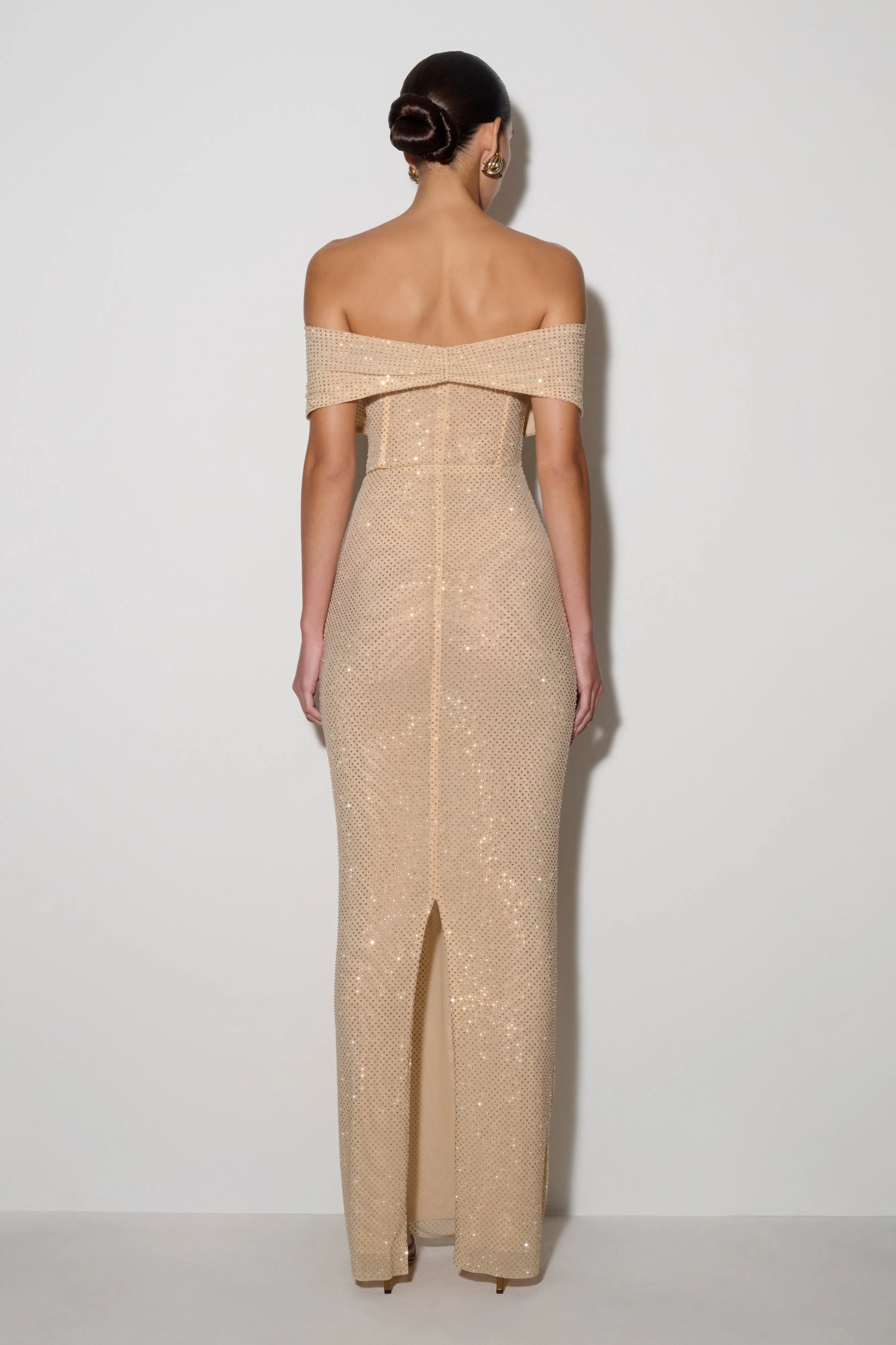 Phi Multi-Wear Cowl Diamante Maxi Dress - Gold sold by Meshki product image thumbnail 3
