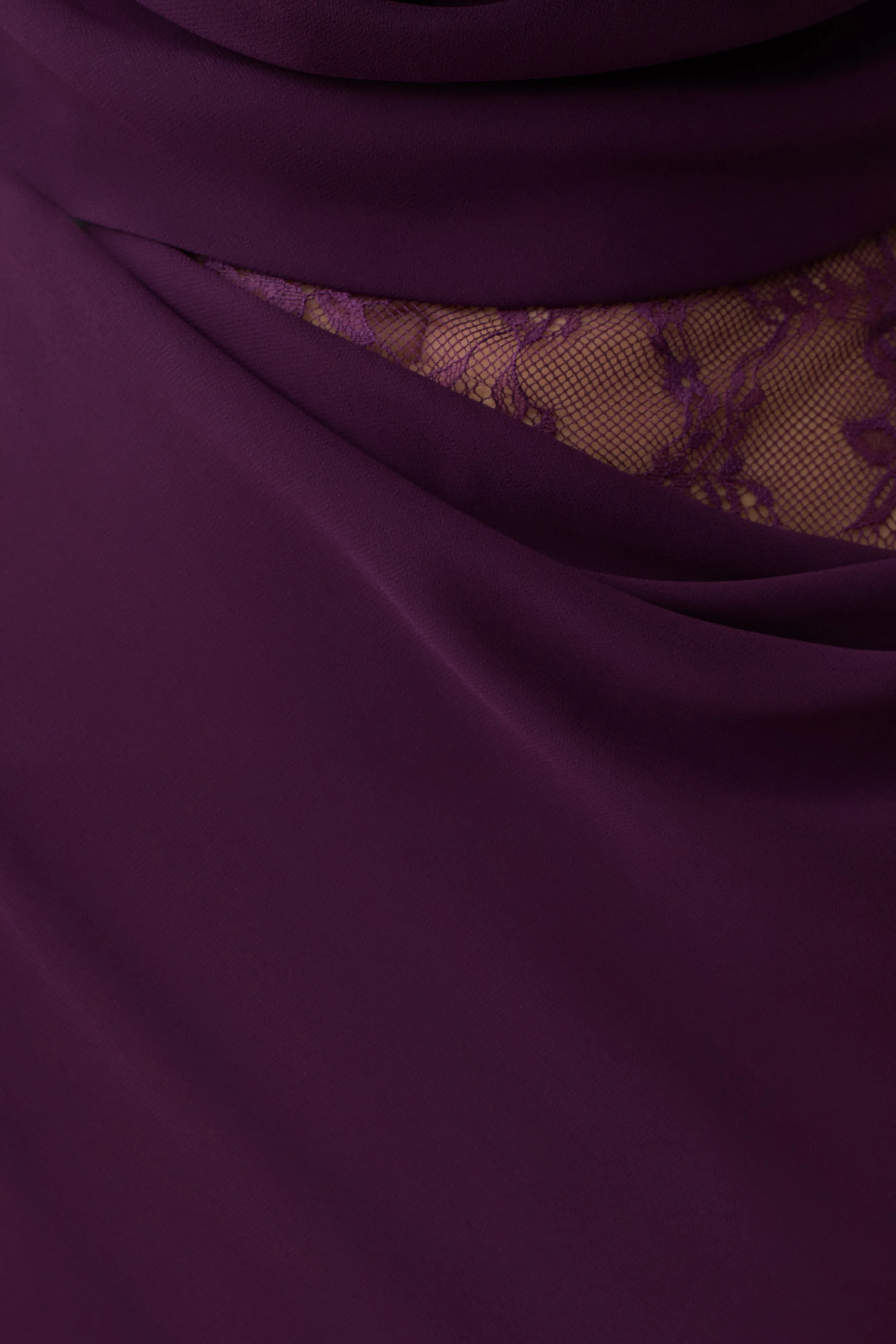 Arra Chiffon And Lace Halter Maxi Dress - Plum sold by Meshki product image thumbnail 4