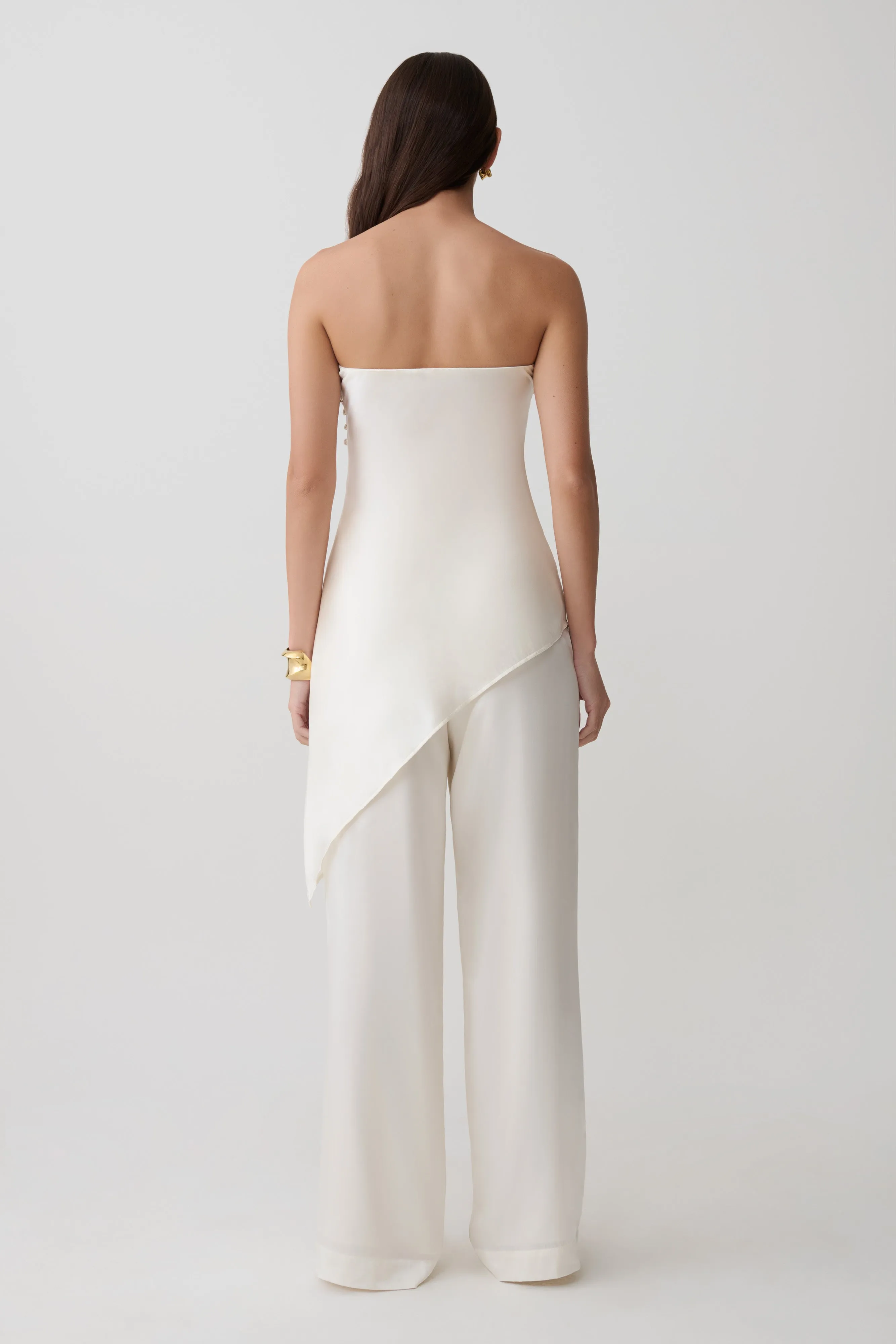 Kayla Silk Blend Strapless Asymmetric Top - Ivory sold by Meshki product image thumbnail 5