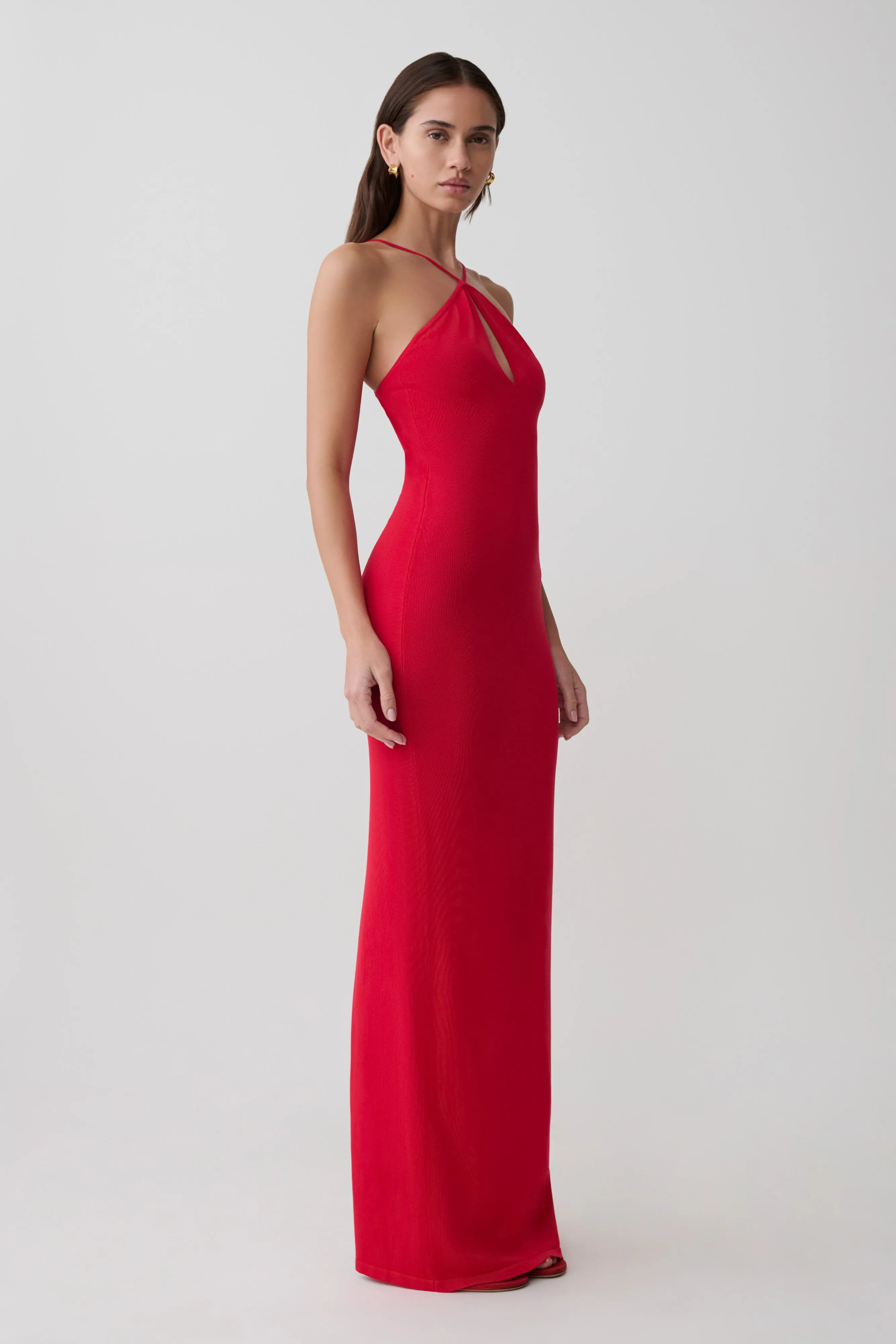 Ashtin Cross Front Knit Maxi Dress - Red sold by Meshki product image thumbnail 4