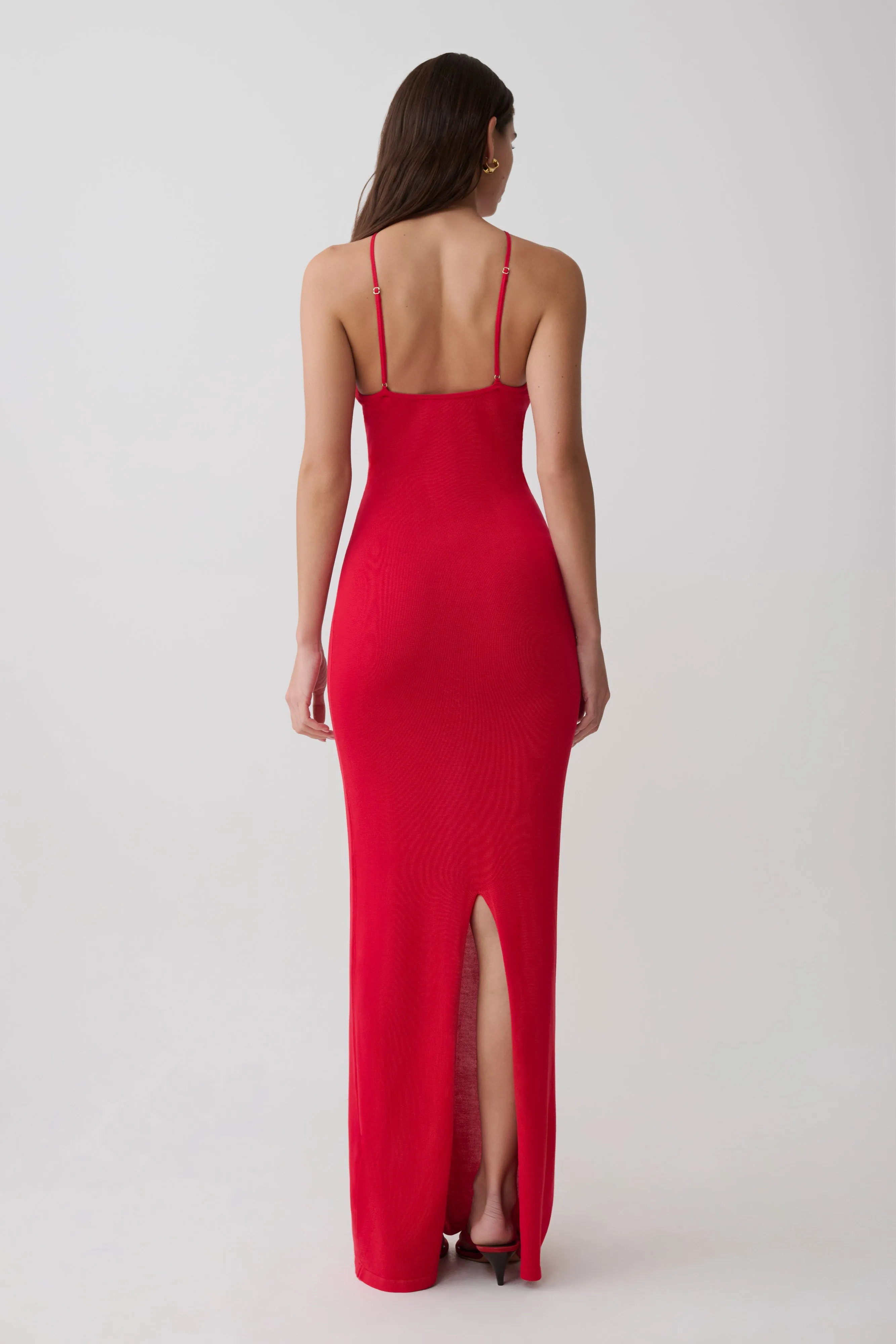 Ashtin Cross Front Knit Maxi Dress - Red sold by Meshki product image thumbnail 2