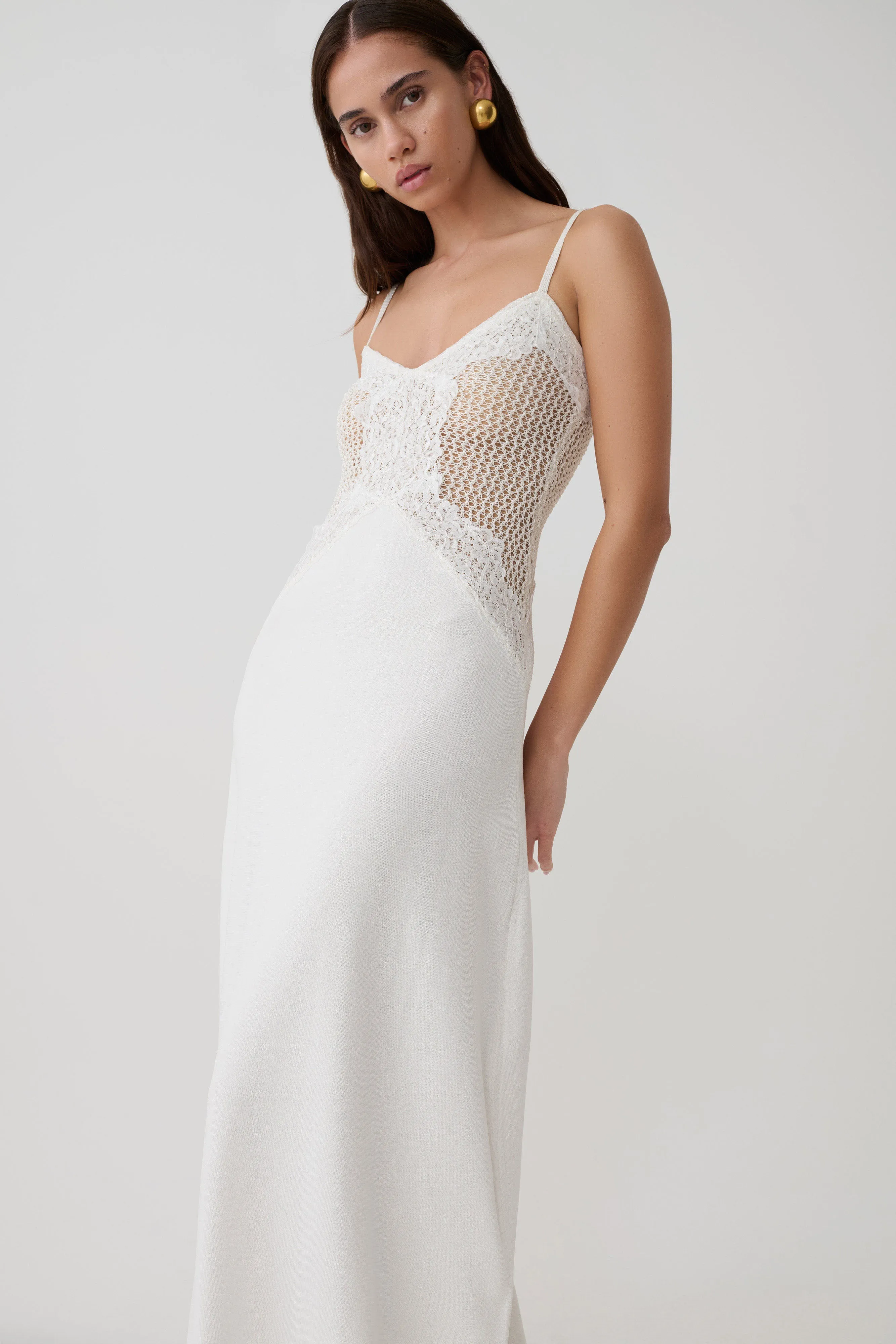 Bray Knit & Lace Maxi Dress - Ivory sold by Meshki product image thumbnail 5