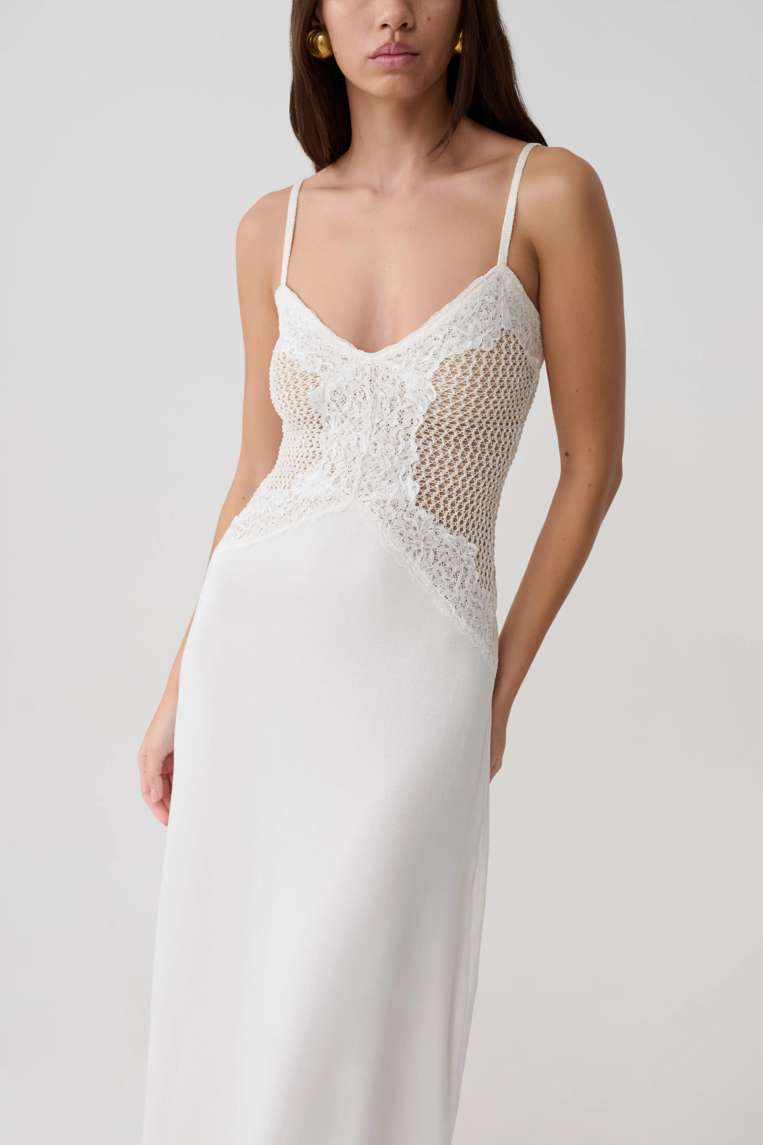 Bray Knit & Lace Maxi Dress - Ivory sold by Meshki product image thumbnail 3