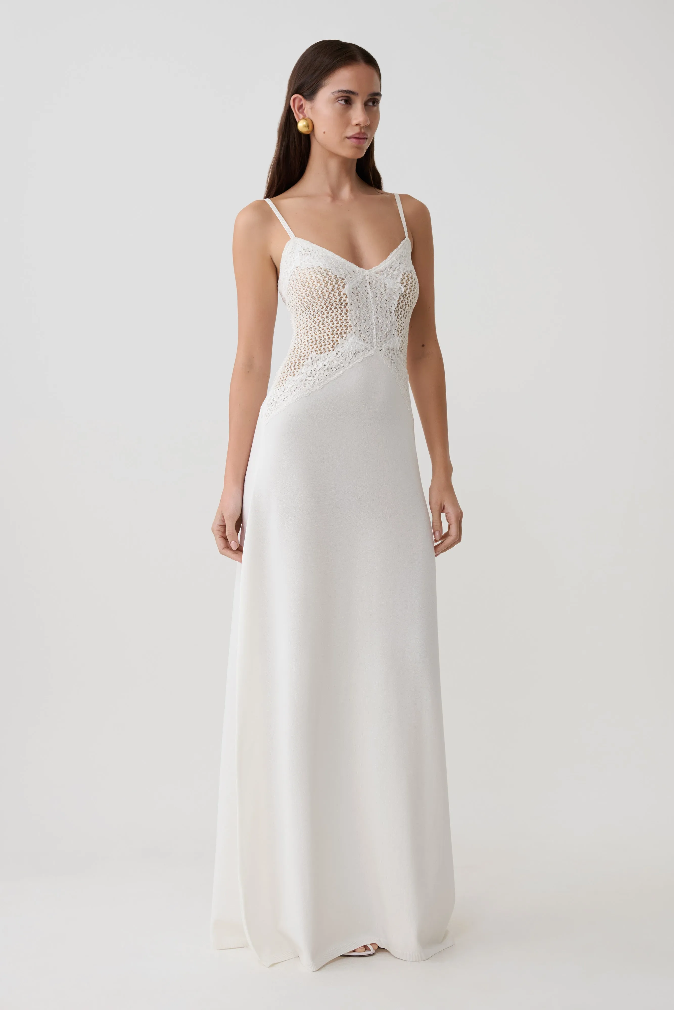 Bray Knit & Lace Maxi Dress - Ivory sold by Meshki product image thumbnail 4