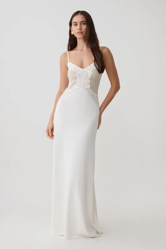 Bray Knit & Lace Maxi Dress - Ivory made by Meshki