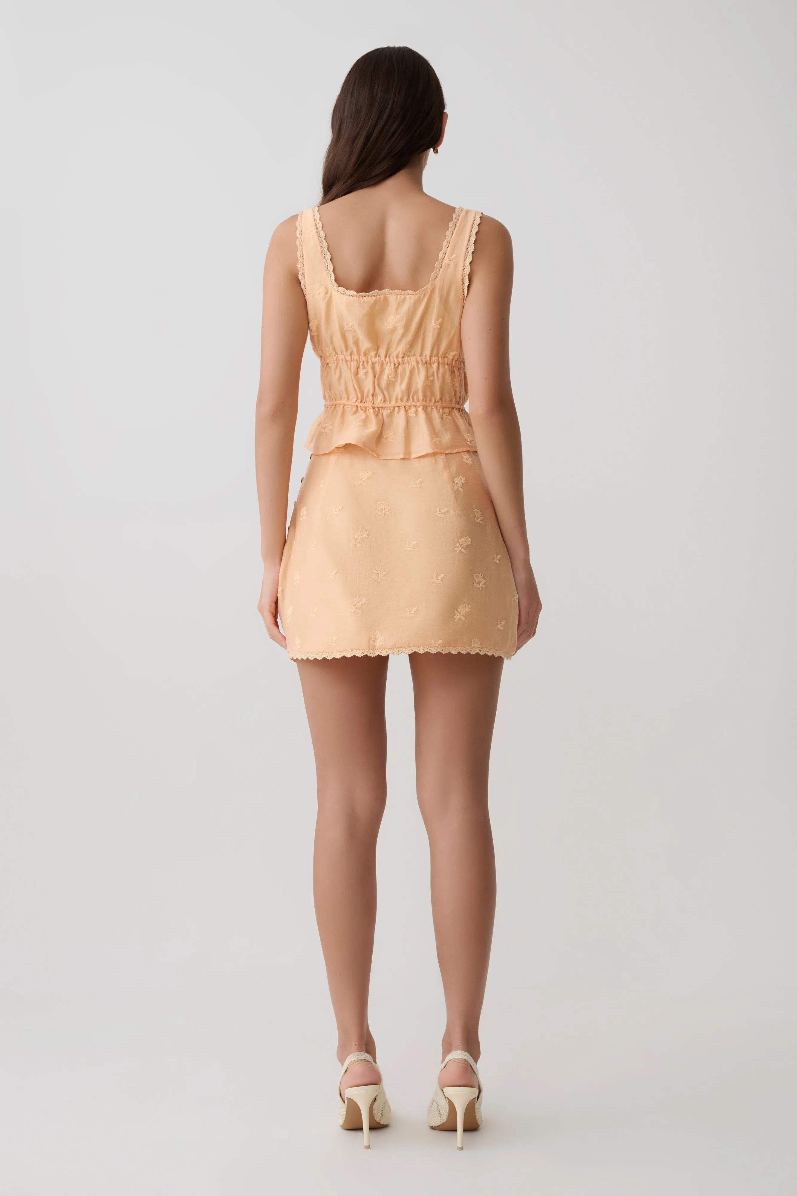 Vivian Embroidered Mini Skirt - Orange sold by Meshki product image thumbnail 2