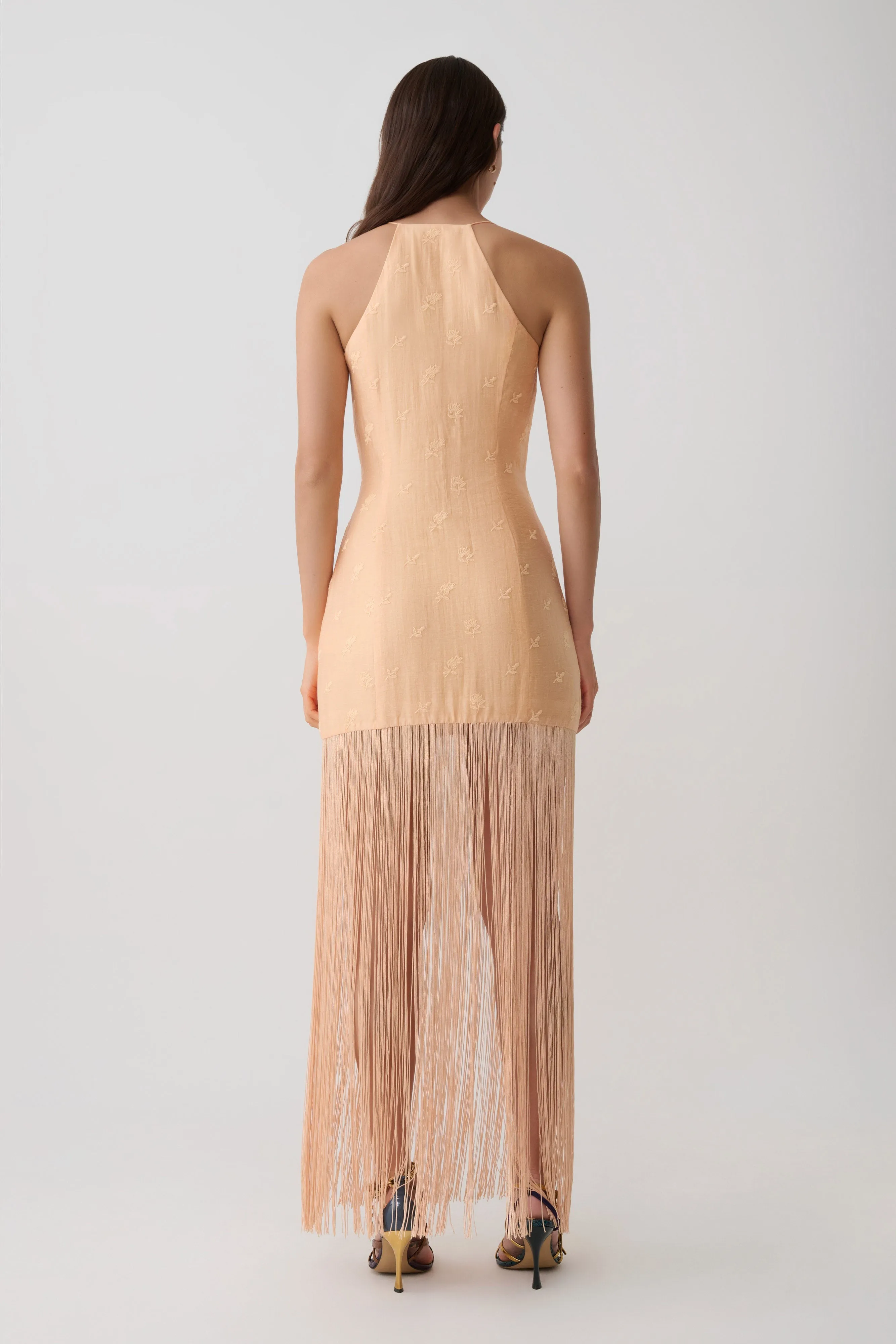 Abigail V Neck Fringe Maxi Dress - Orange sold by Meshki product image thumbnail 2