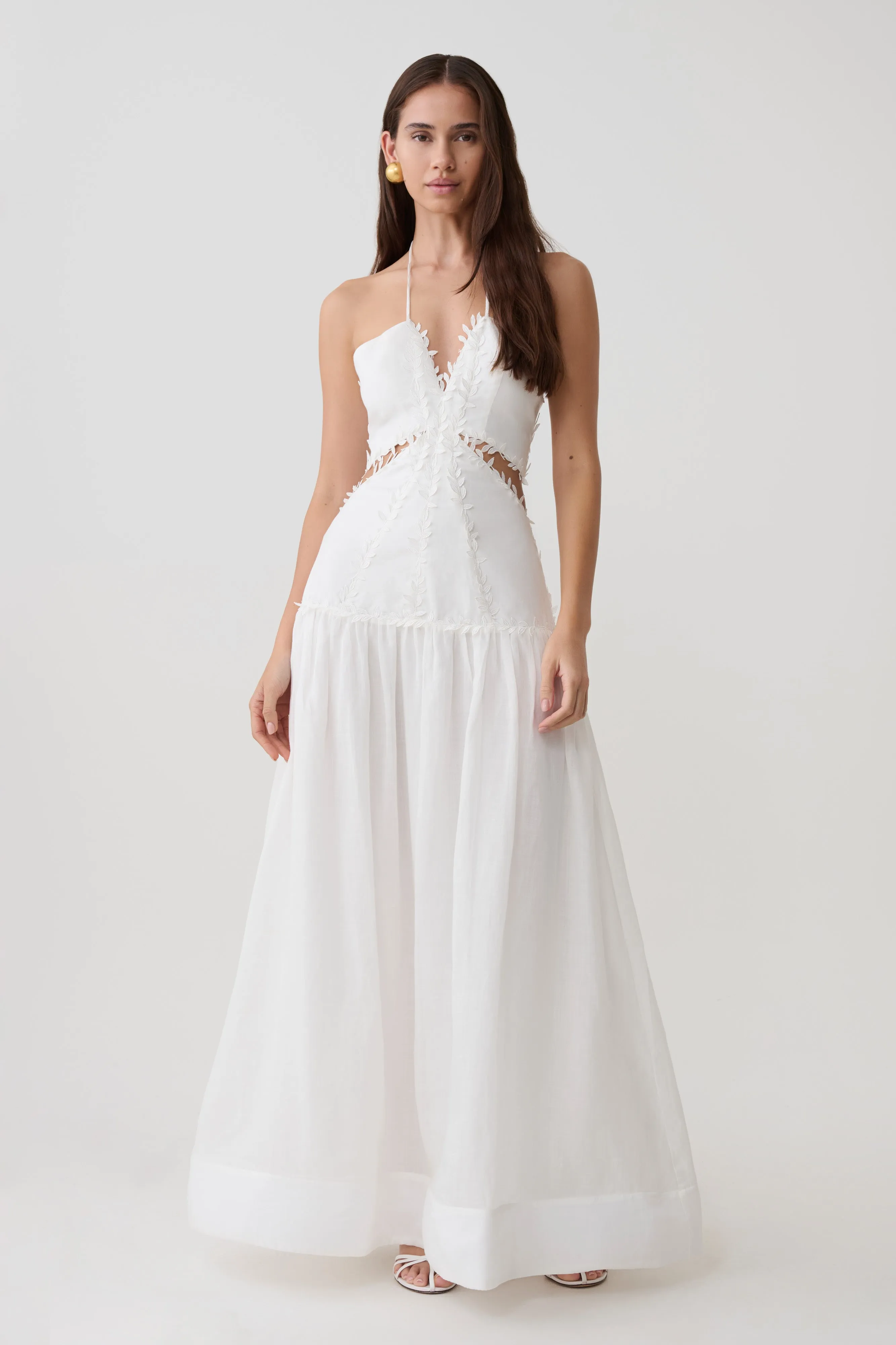Fiona Linen Halter Maxi Dress - White sold by Meshki product image thumbnail 5