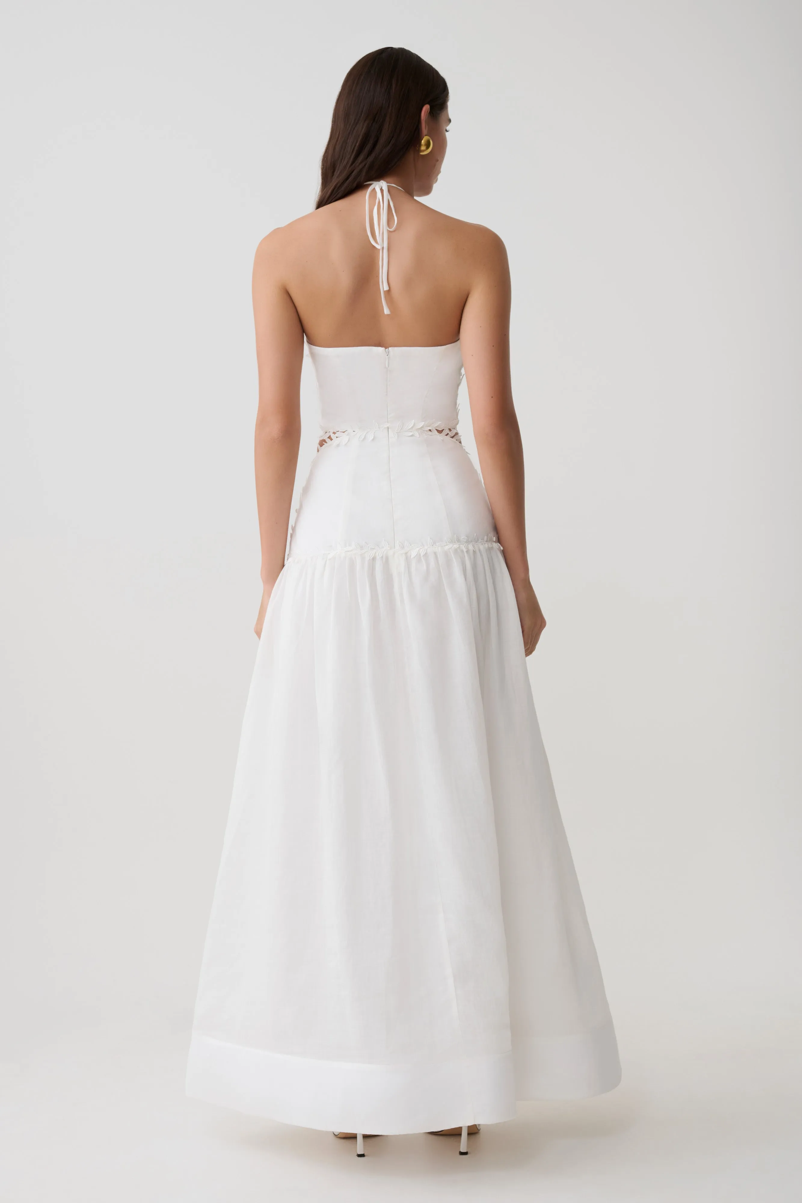 Fiona Linen Halter Maxi Dress - White sold by Meshki product image thumbnail 2