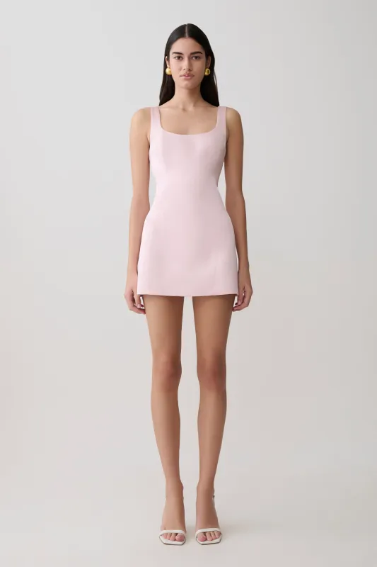 Beth Satin Mini Dress - Pale Pink made by Meshki
