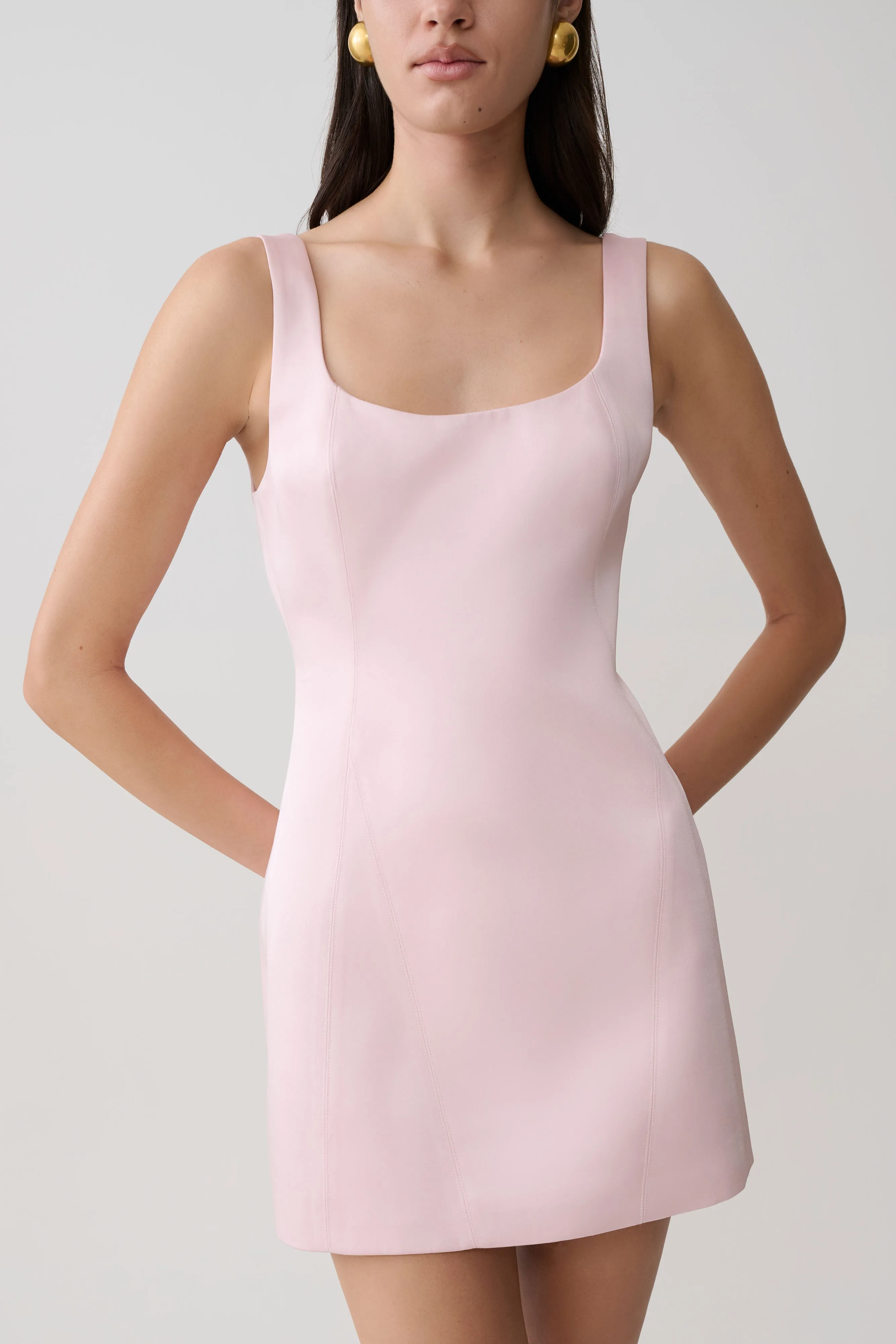 Beth Satin Mini Dress - Pale Pink sold by Meshki product image thumbnail 2