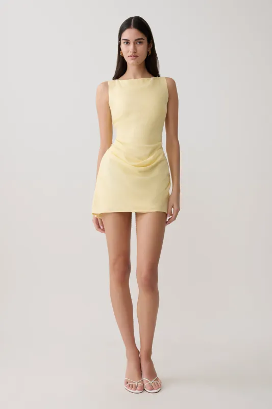 Bexley Draped Mini Dress - Butter made by Meshki