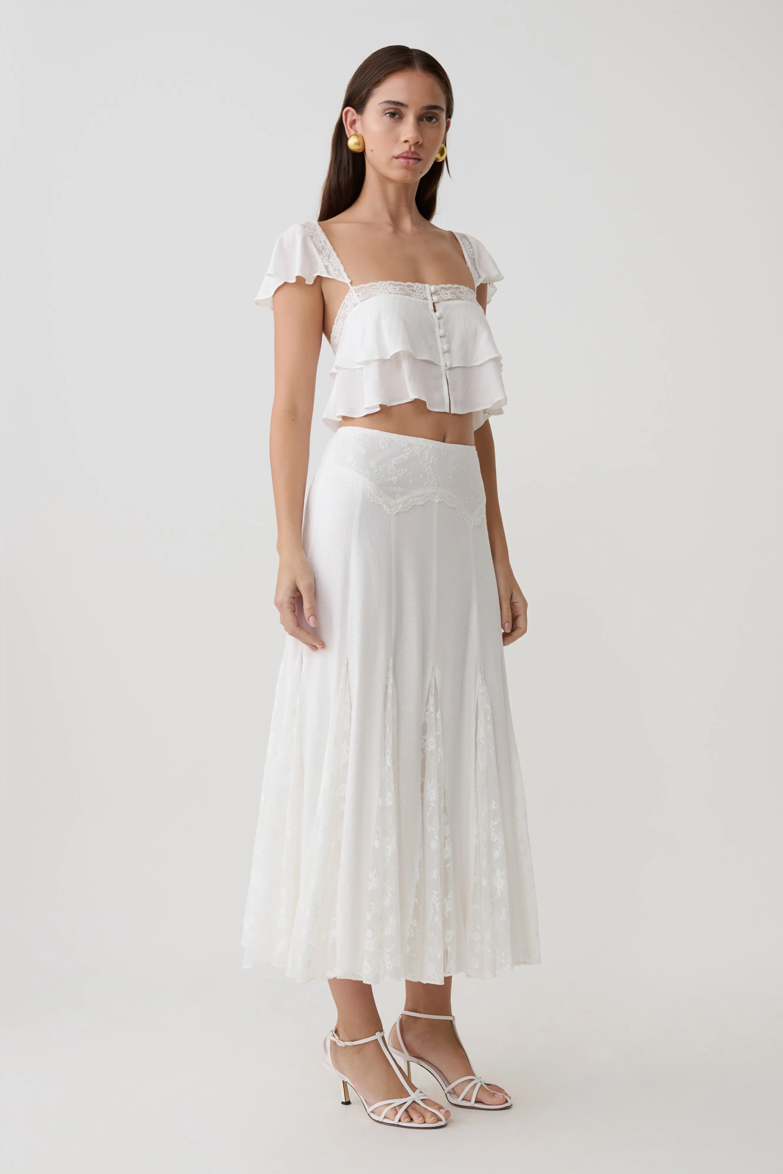 Skylar Lace Sleeveless Crop Top - White sold by Meshki product image thumbnail 4