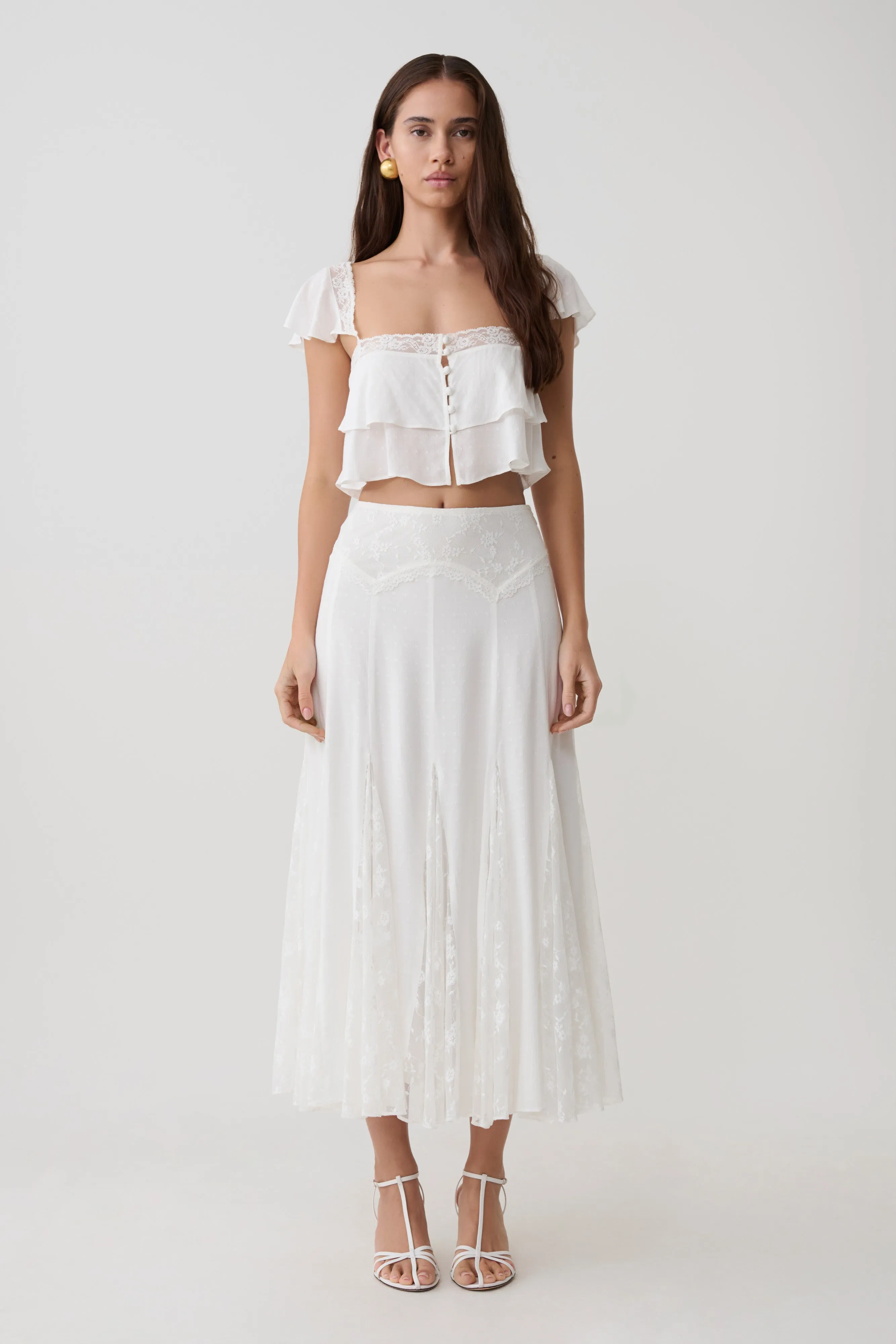 Skylar Lace Sleeveless Crop Top - White sold by Meshki product image thumbnail 5