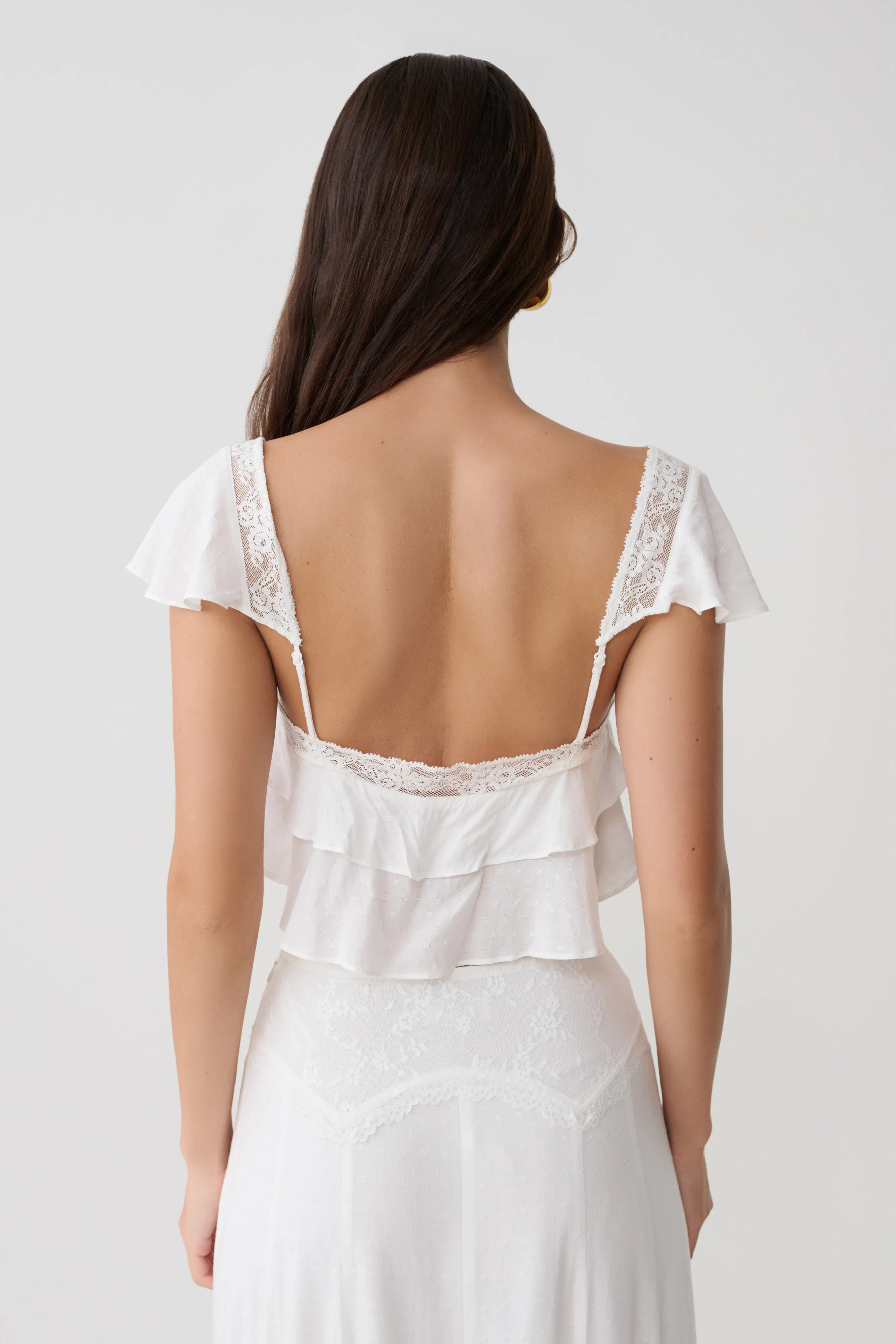 Skylar Lace Sleeveless Crop Top - White sold by Meshki product image thumbnail 2