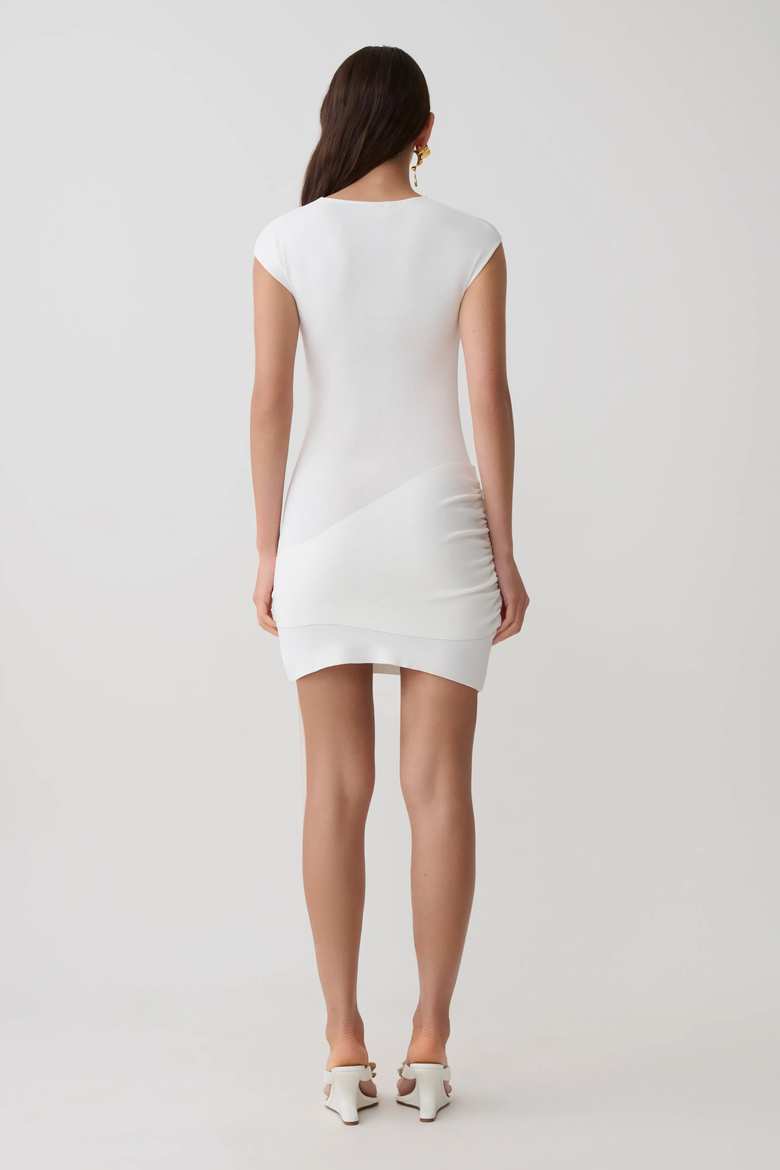 Freida Knit Mini Dress With Sash - Ivory sold by Meshki product image thumbnail 2