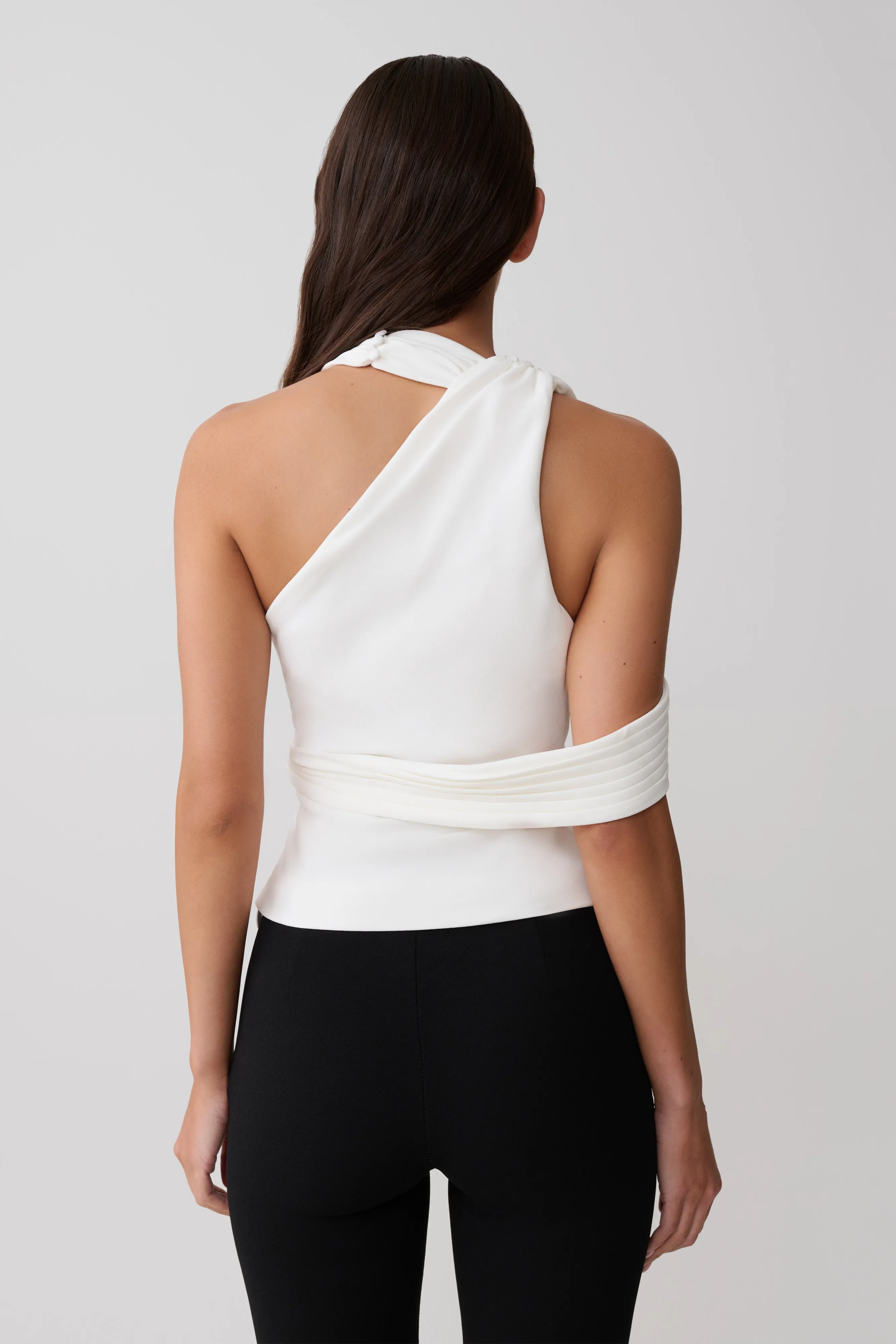 Sable Crossover Crepe Halter Top - White sold by Meshki product image thumbnail 2