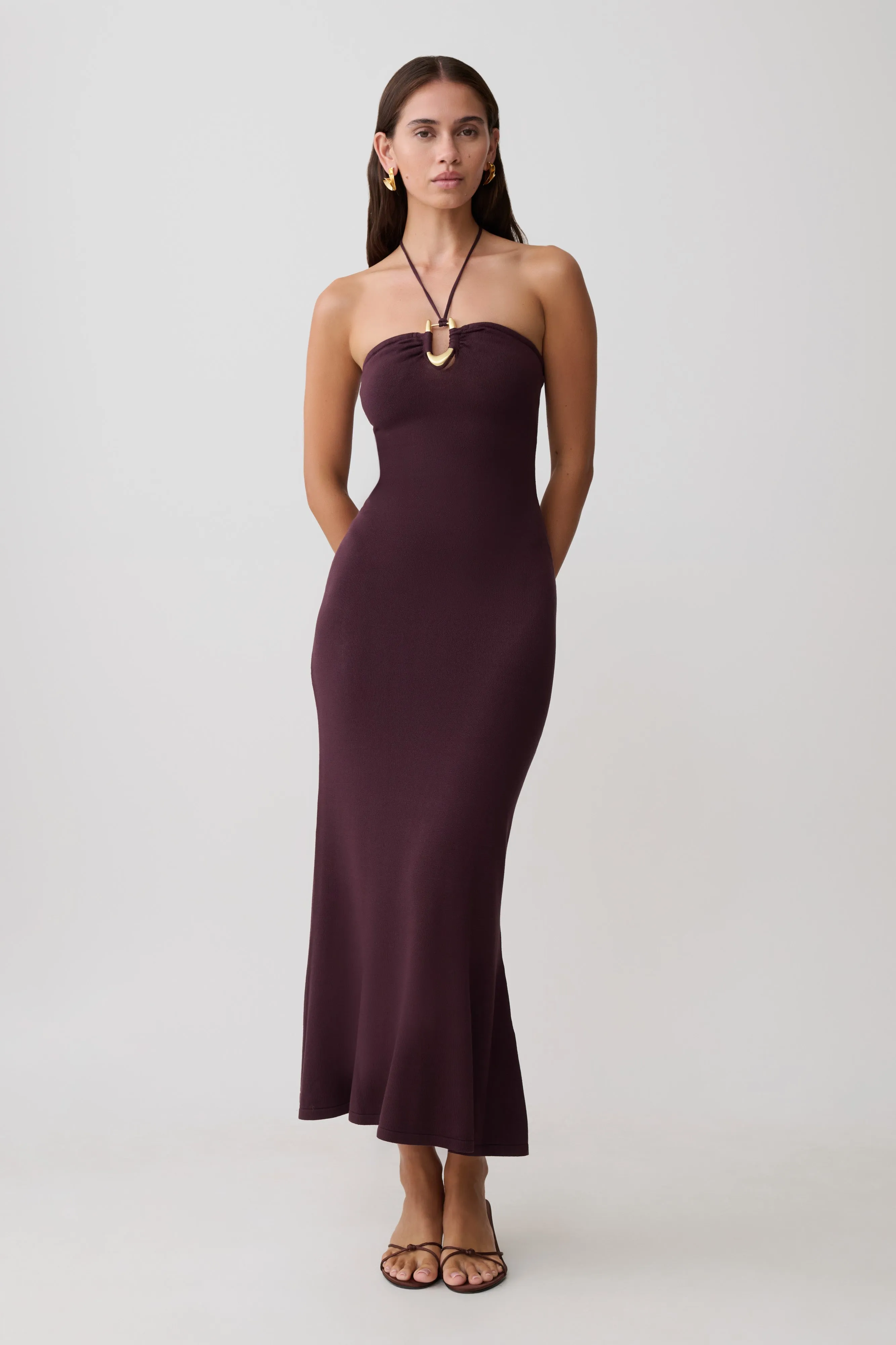 Dimitri Knit Midi Dress - Chocolate sold by Meshki