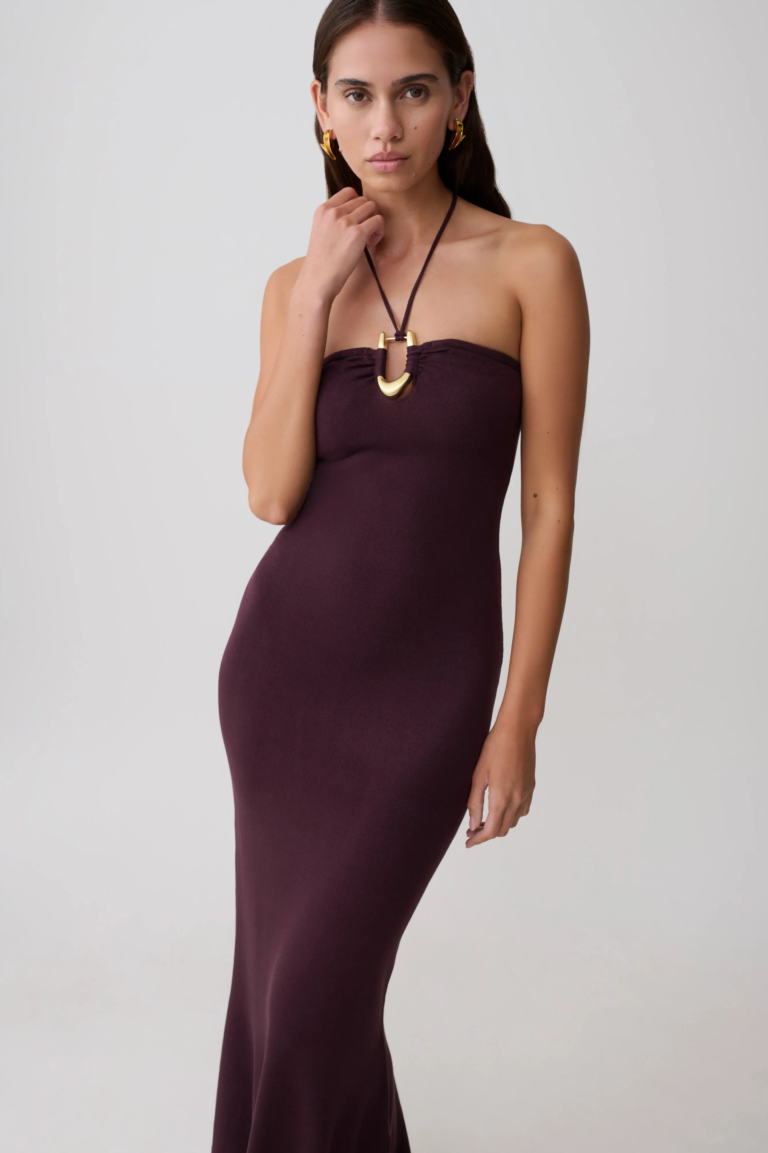 Dimitri Knit Midi Dress - Chocolate sold by Meshki product image thumbnail 3