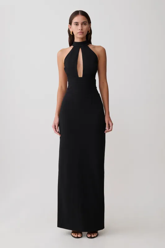Elan Stretch Crepe Maxi Dress - Black made by Meshki