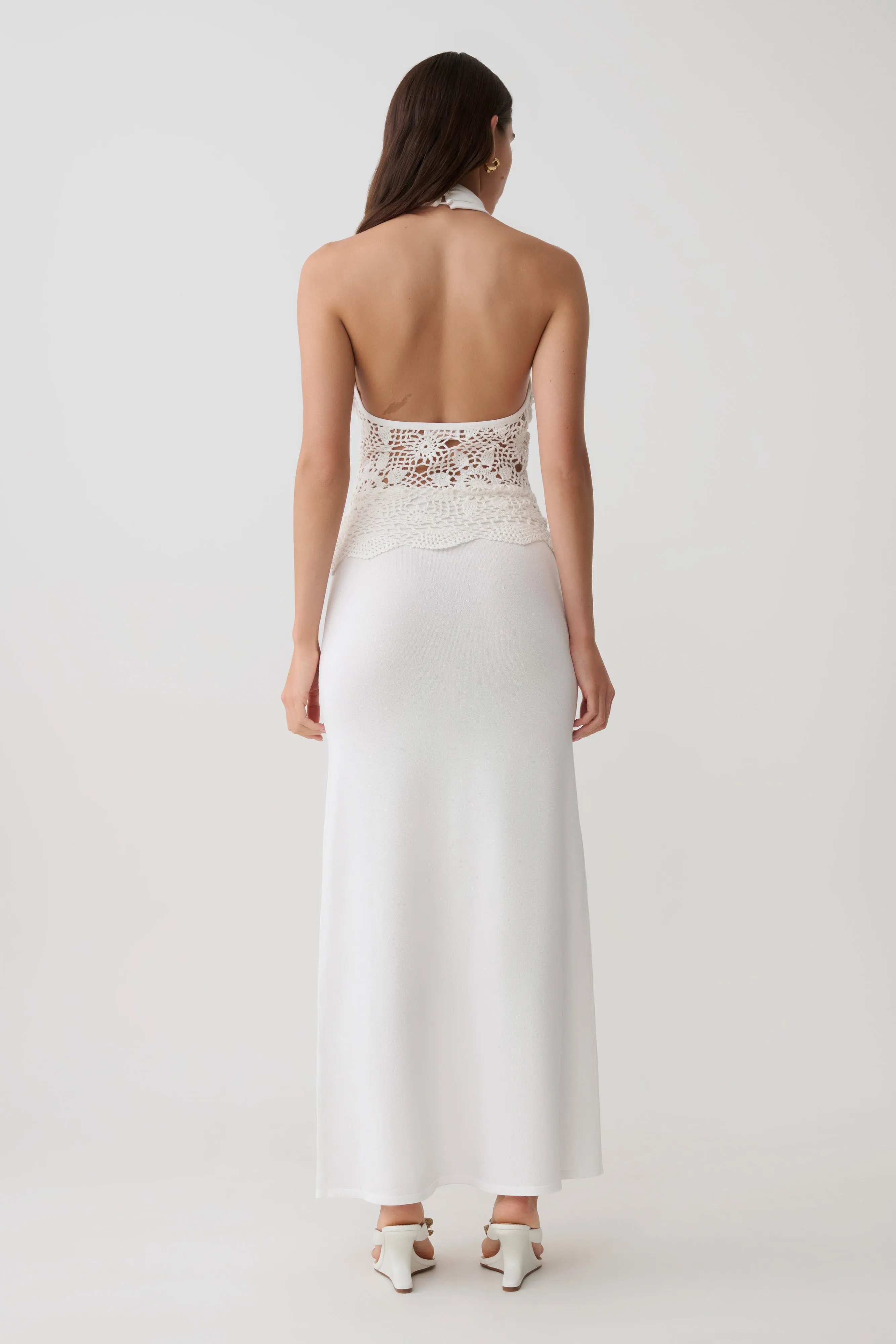 Tessie Knit & Crochet Maxi Dress - Ivory sold by Meshki product image thumbnail 2