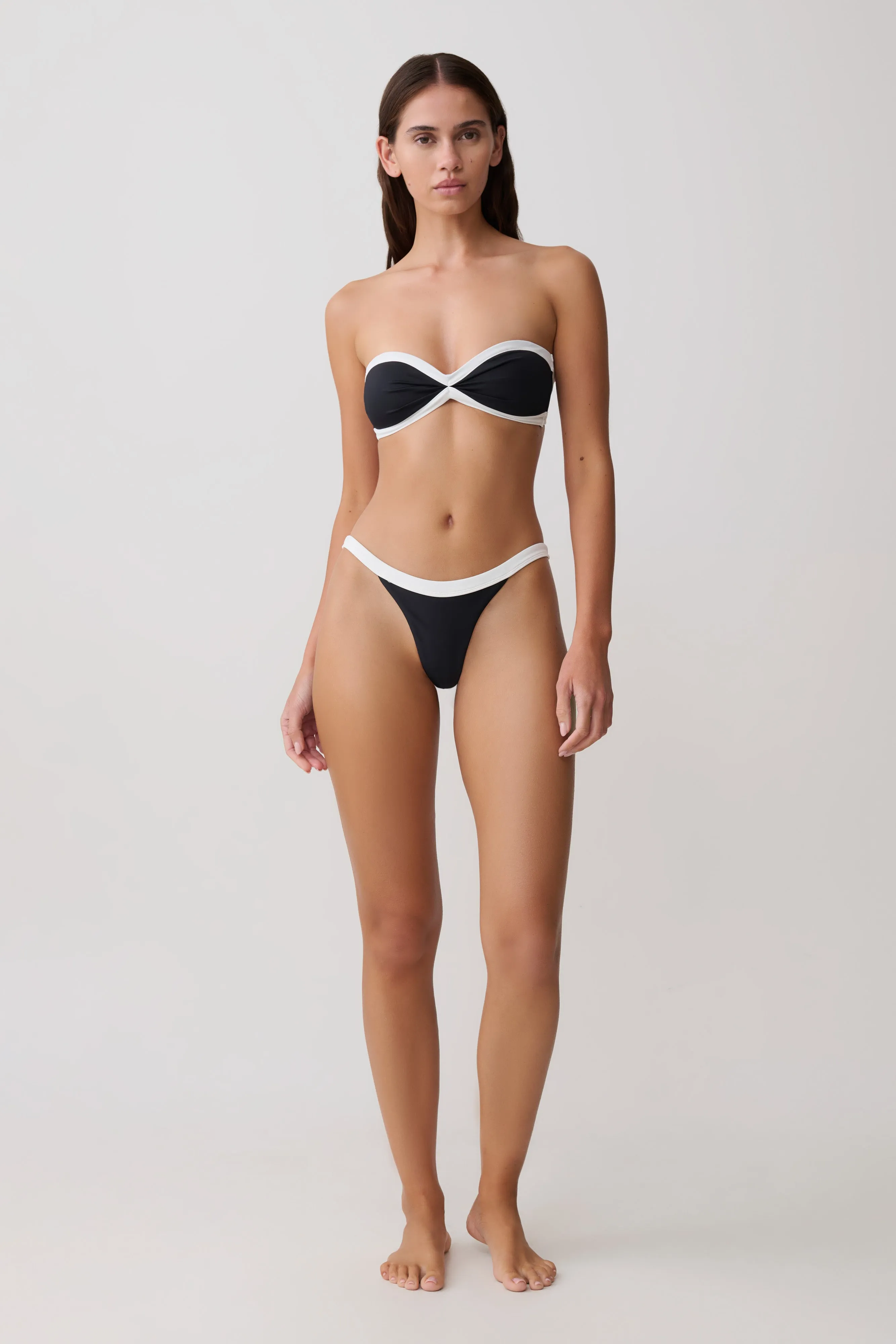 Isla Thong Bikini Bottom - Black/White sold by Meshki