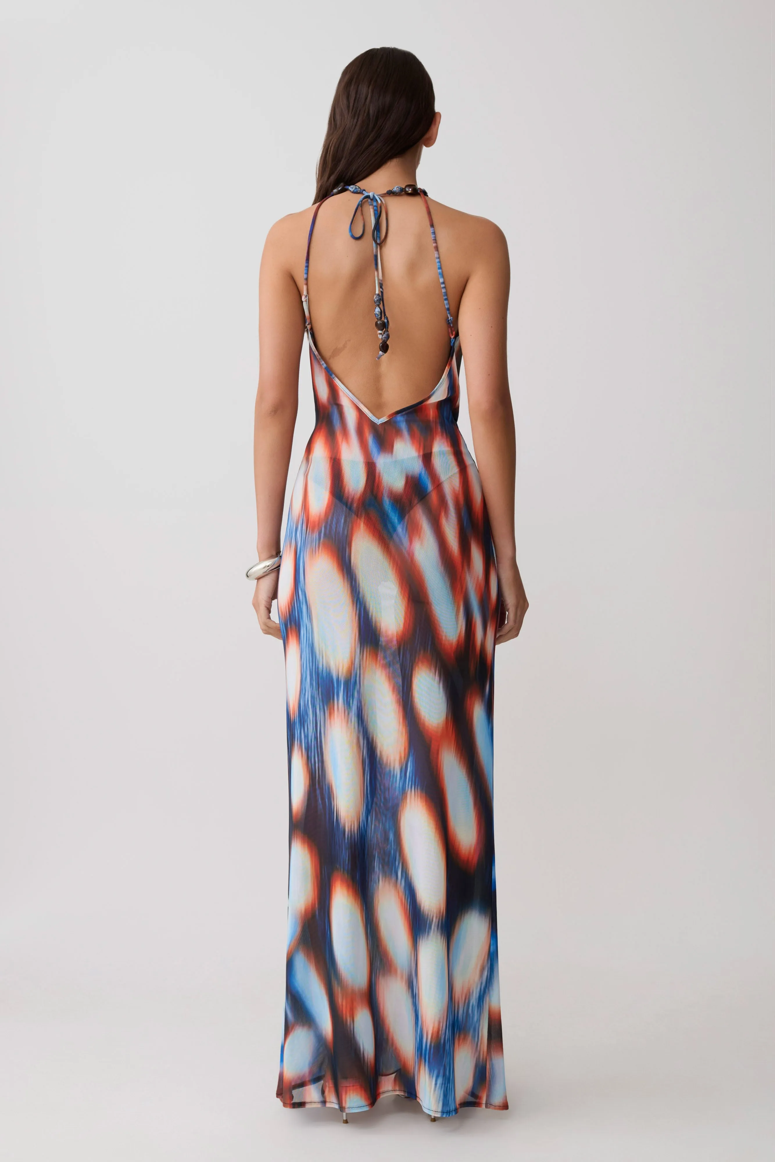 Ethel Mesh Cowl Plunge Maxi - Blue Abstract Print sold by Meshki product image thumbnail 2