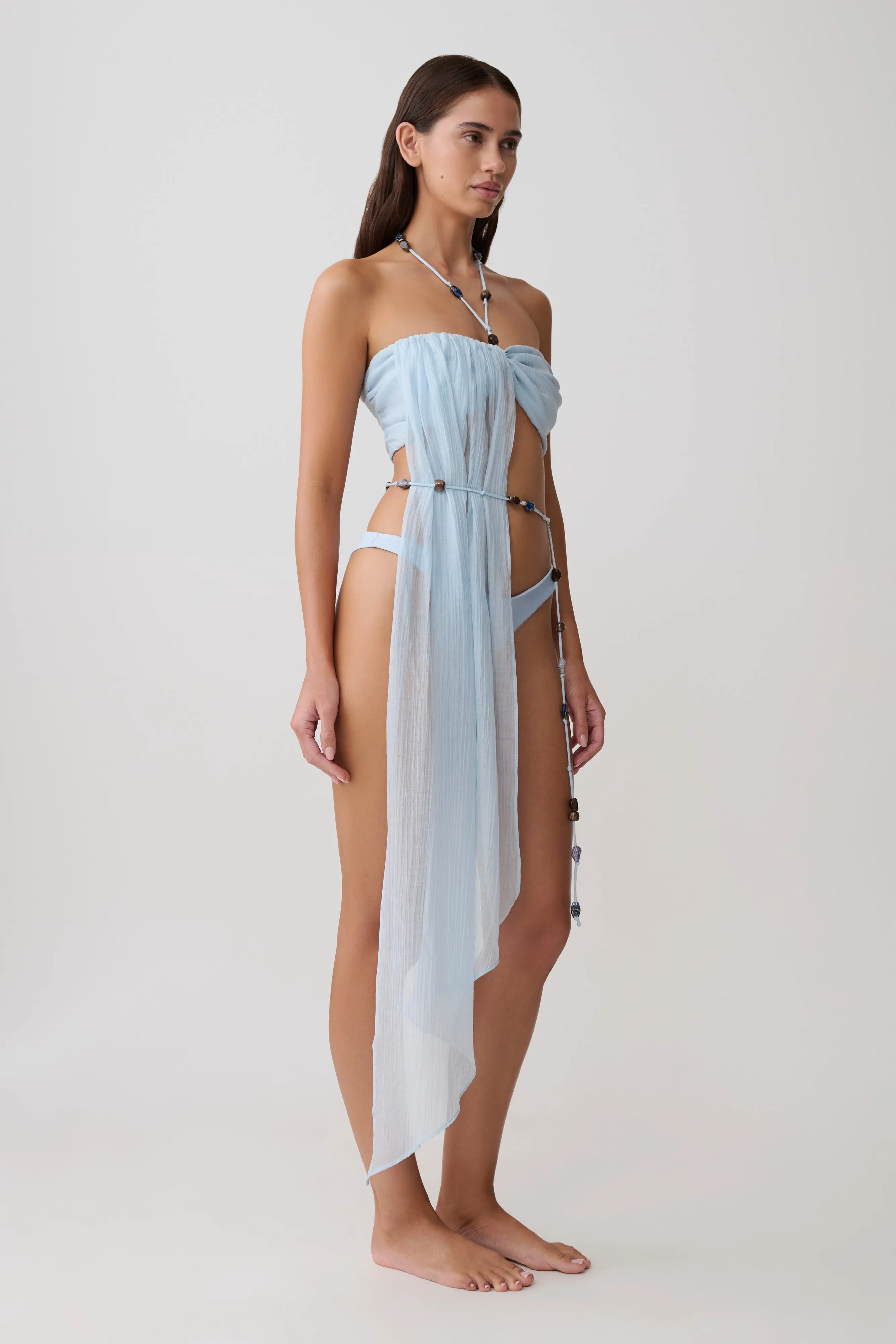 Kai Beaded Draped Scarf Top - Pale Blue sold by Meshki product image thumbnail 4