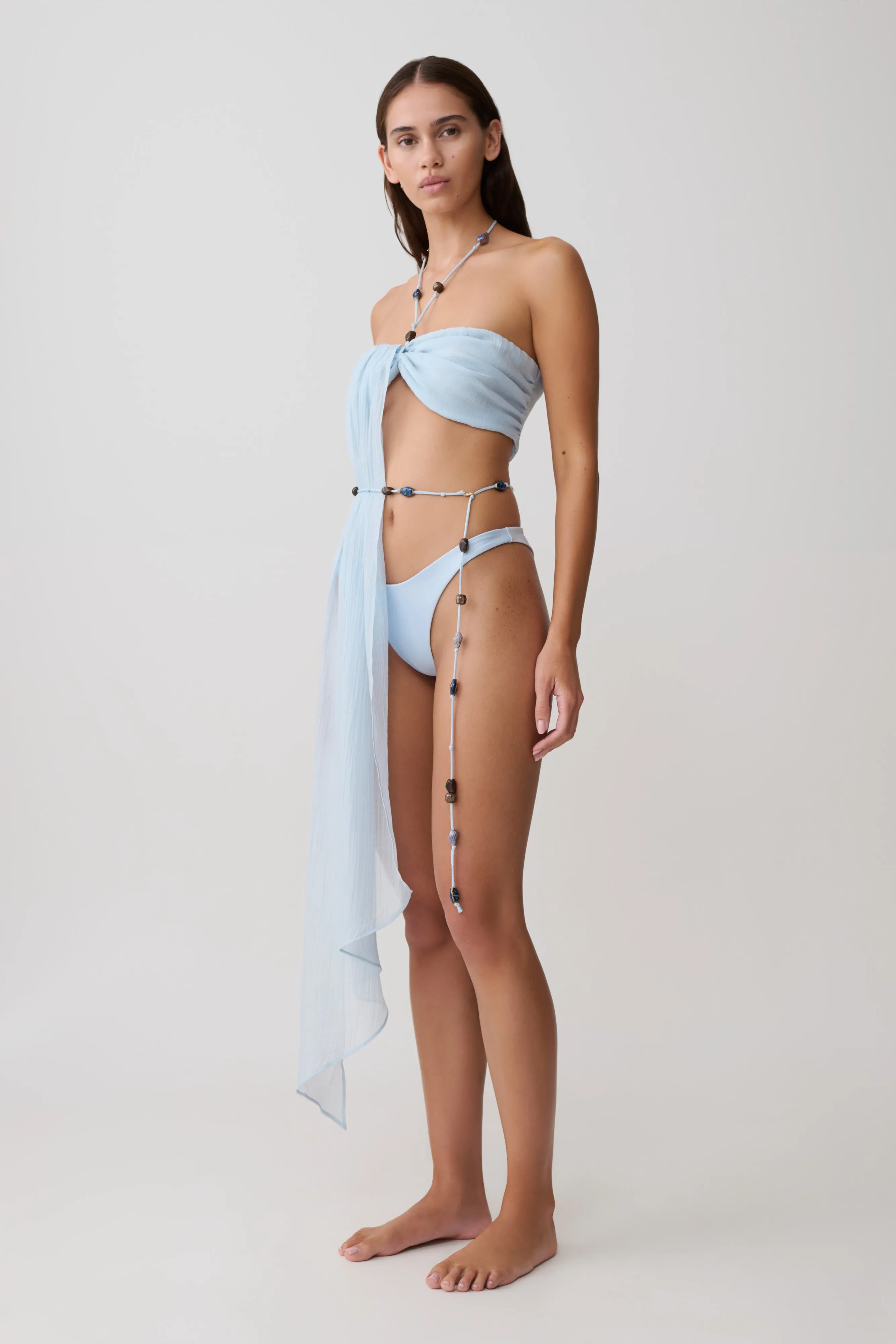 Kai Beaded Draped Scarf Top - Pale Blue sold by Meshki product image thumbnail 5