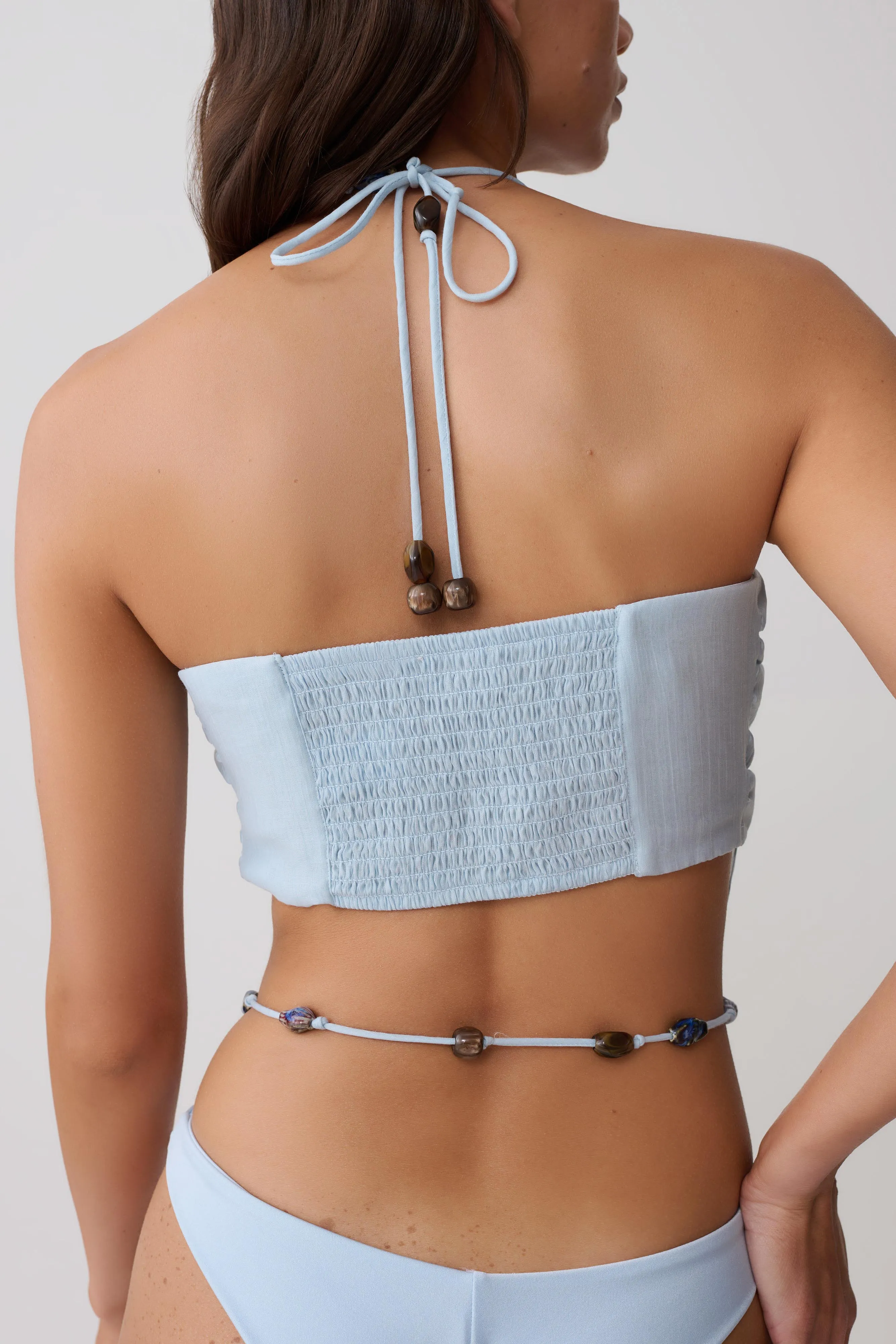 Kai Beaded Draped Scarf Top - Pale Blue sold by Meshki product image thumbnail 2
